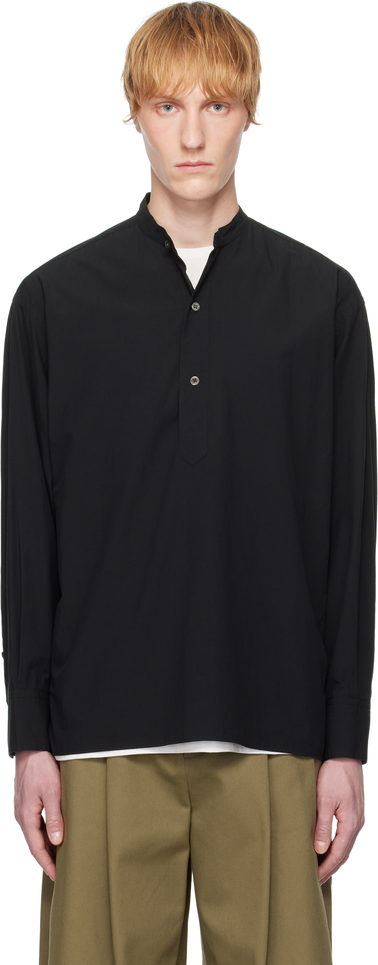 Ylève Black Cotton Typewriter Shirt