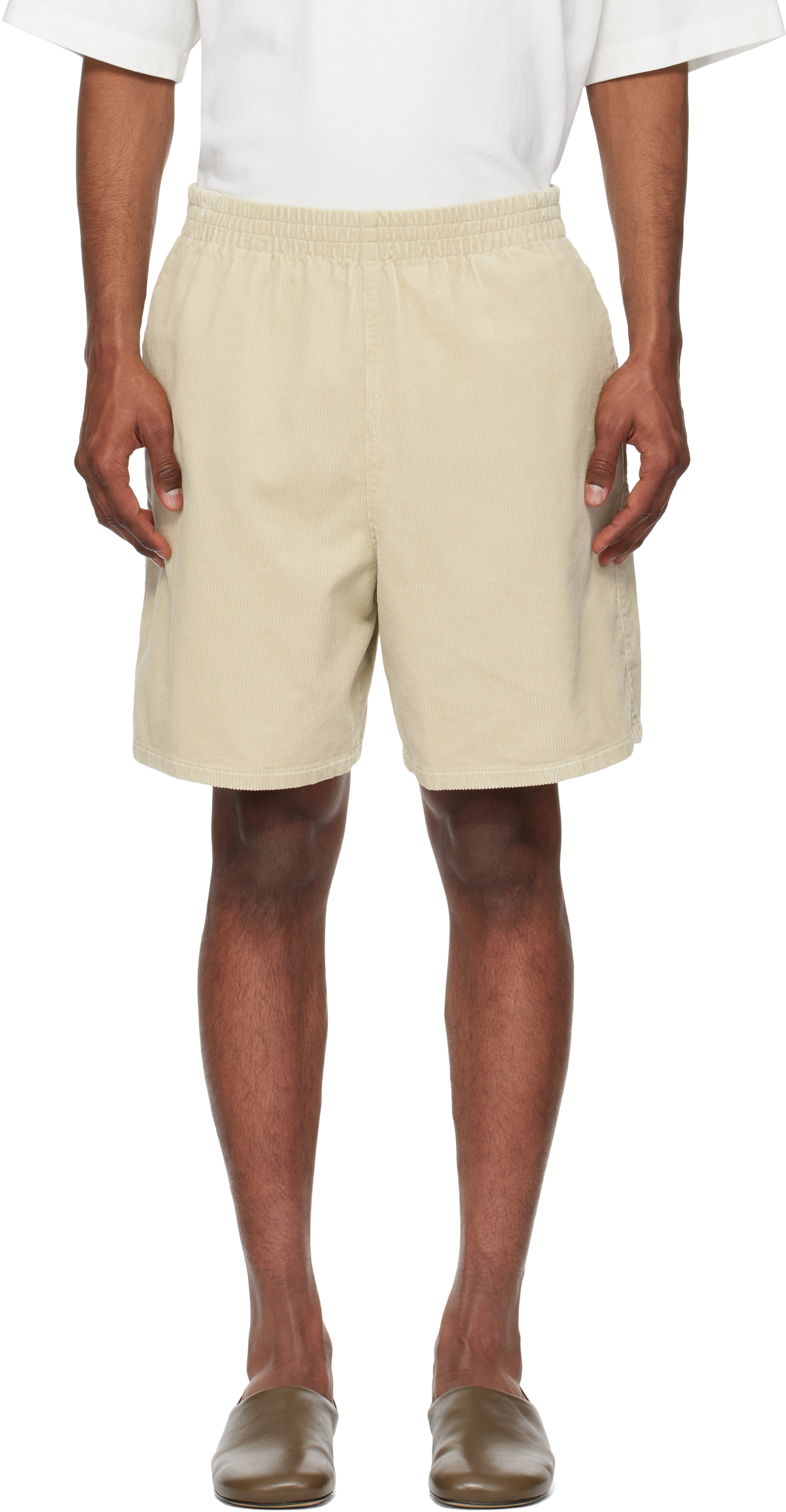 Ylève Beige Organic Cotton Corduroy Shorts