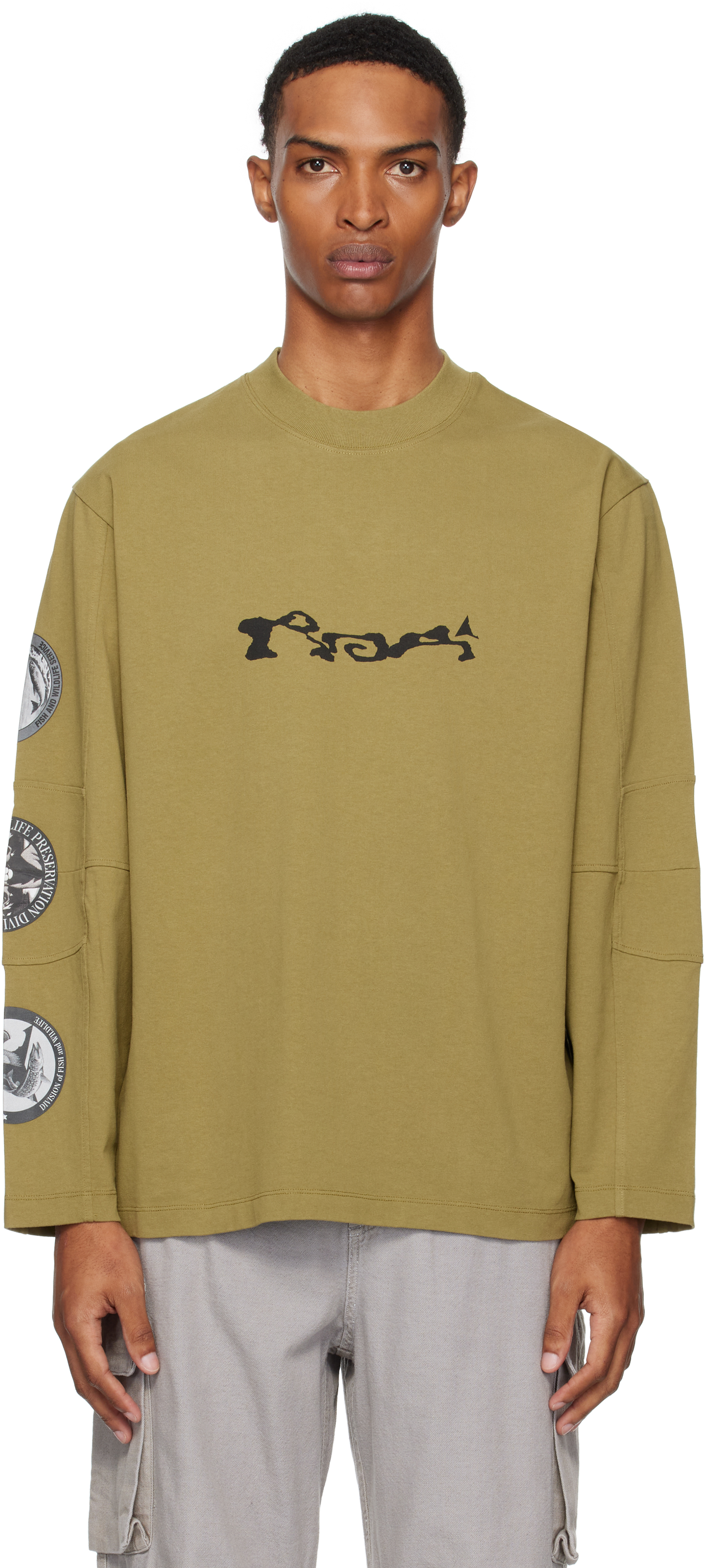 【関税込み】ROA カーキ シームレス 長袖Tシャツ 251204M201002_1.jpg