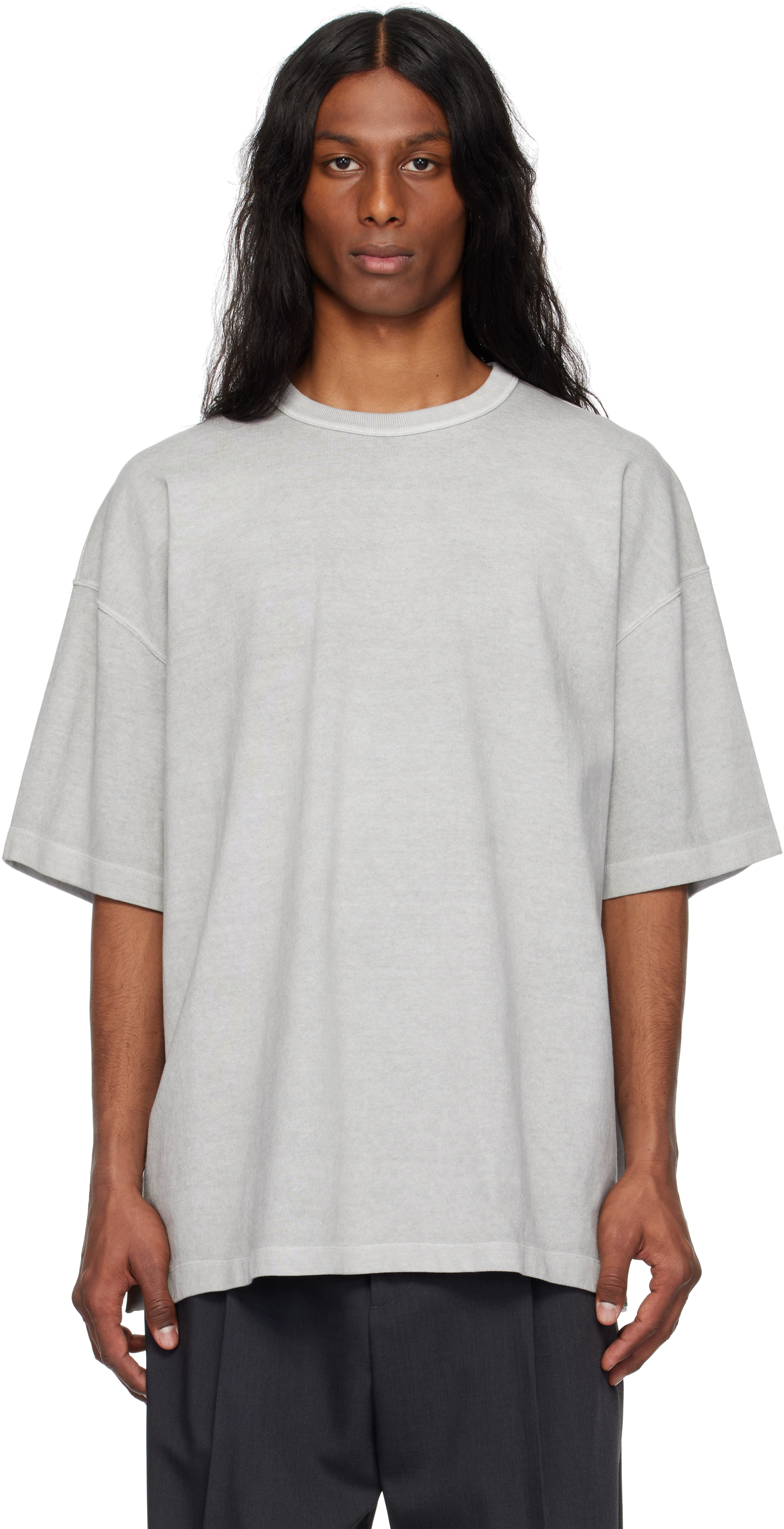 YLÈVE: Gray Open End Cotton Pigment Dye T-shirt | SSENSE YLÈVE: Gray Open End Cotton Pigment Dye T-shirt | SSENSE
