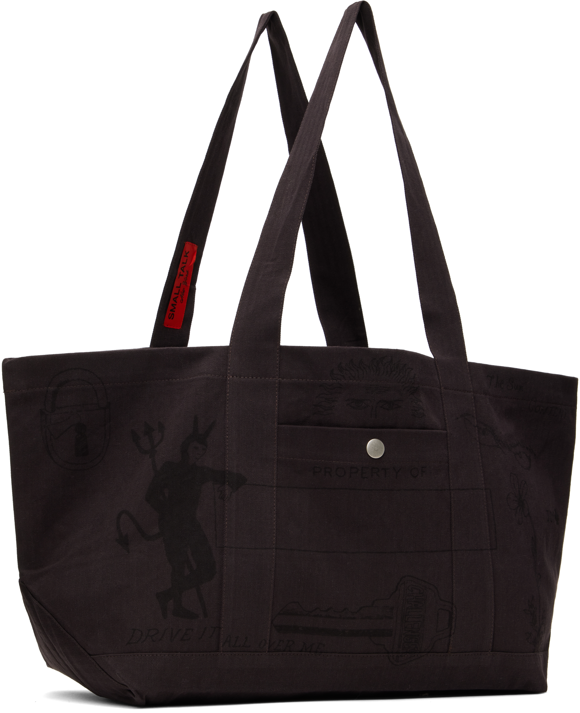 Small Talk Studio Purple Hand Drawn Utility Tote In Earthtone Purple
