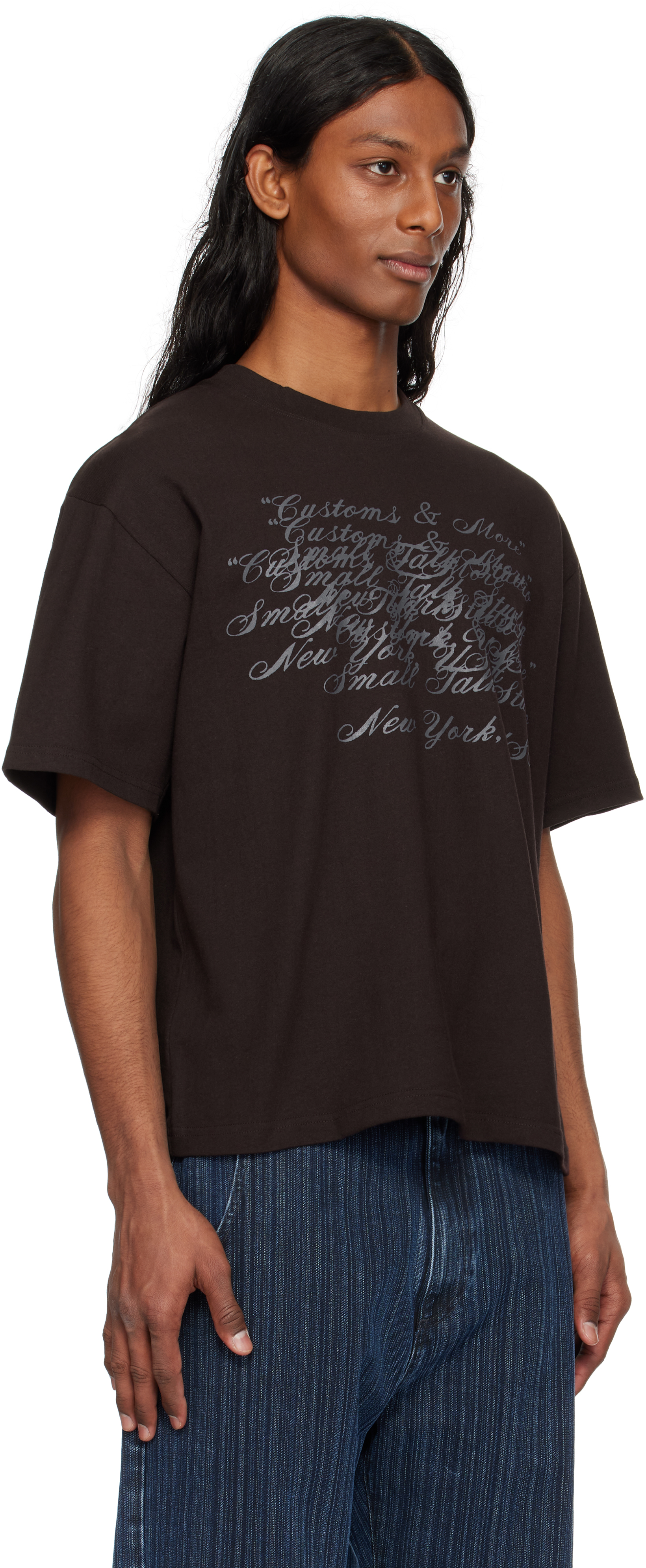 SMALL TALK STUDIO BROWN 'CUSTOMS & MORE' MISPRINT S/S T-SHIRT