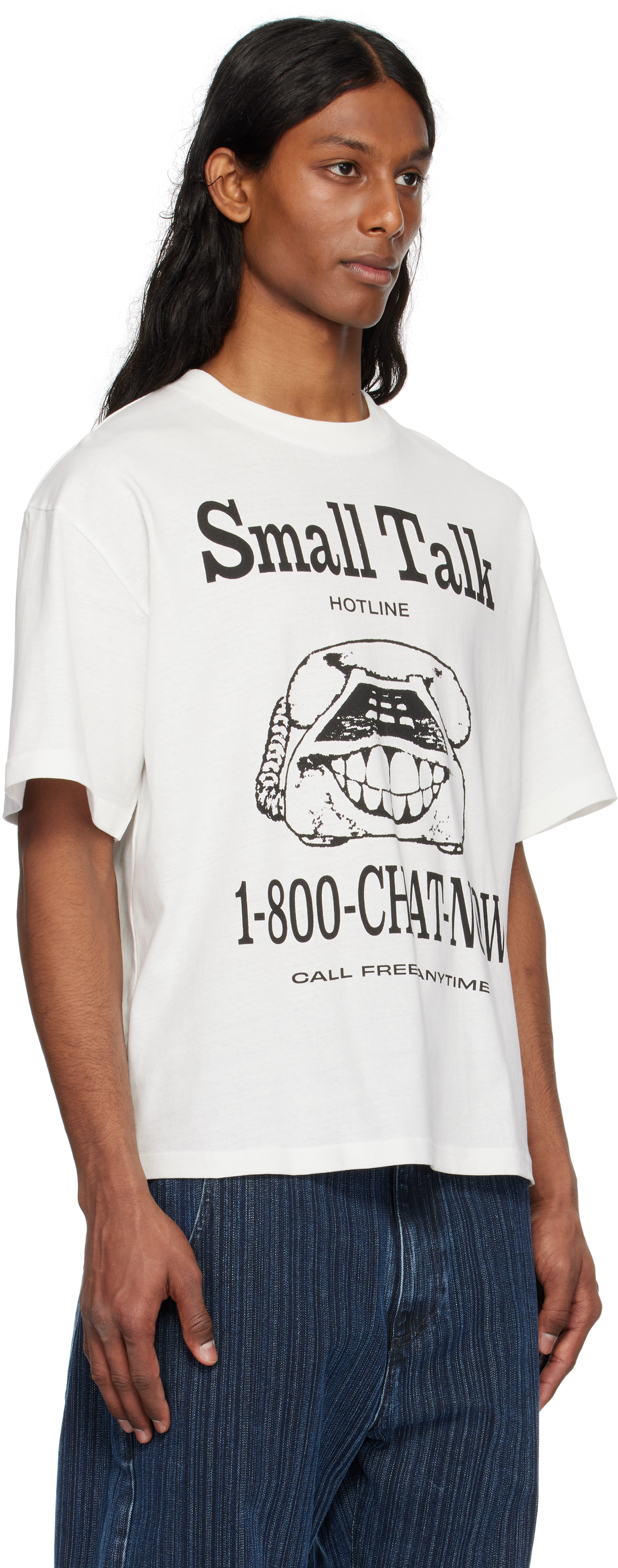 Small Talk Studio White 'small Talk Hotline' S/s T-shirt In White