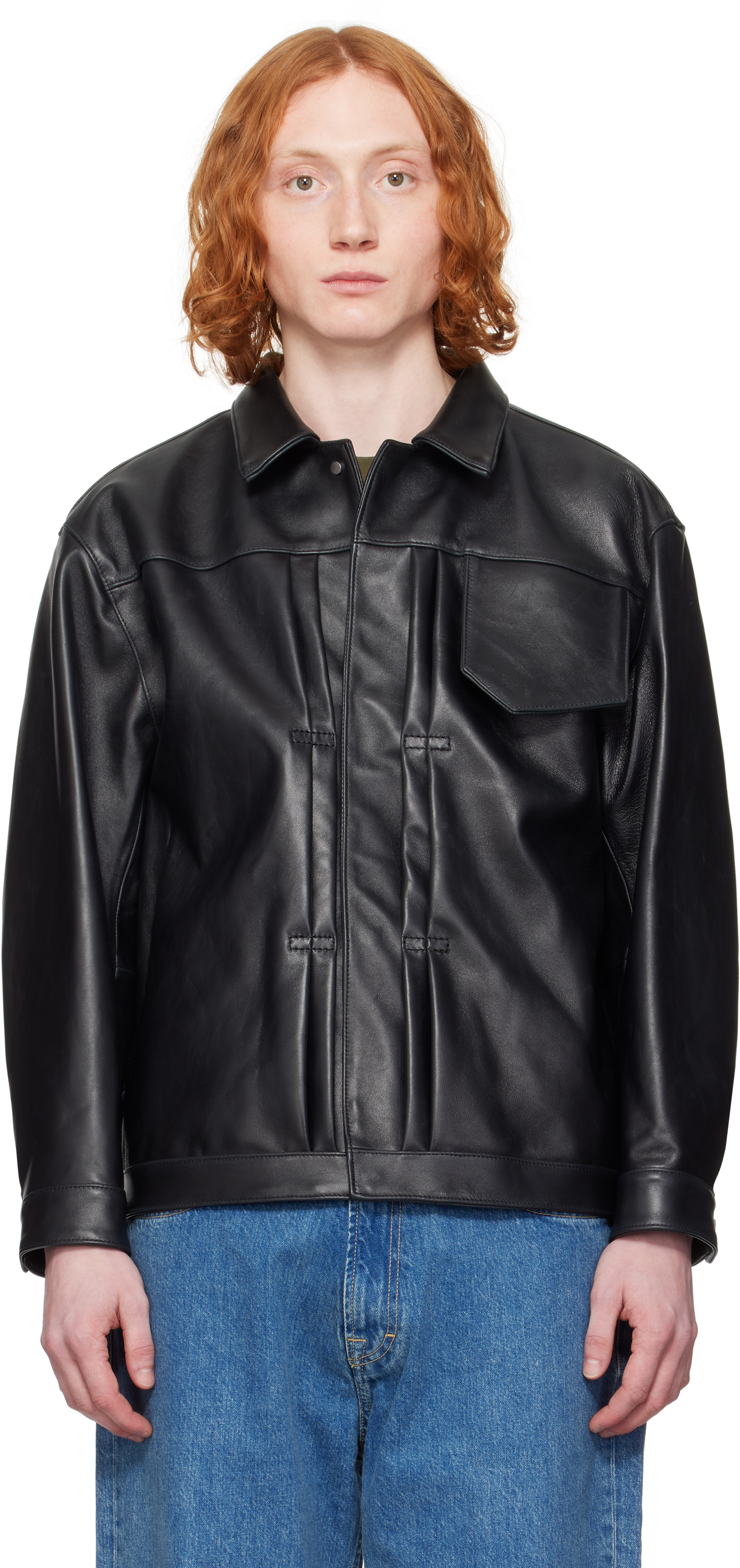 Black Office Leather Jacket