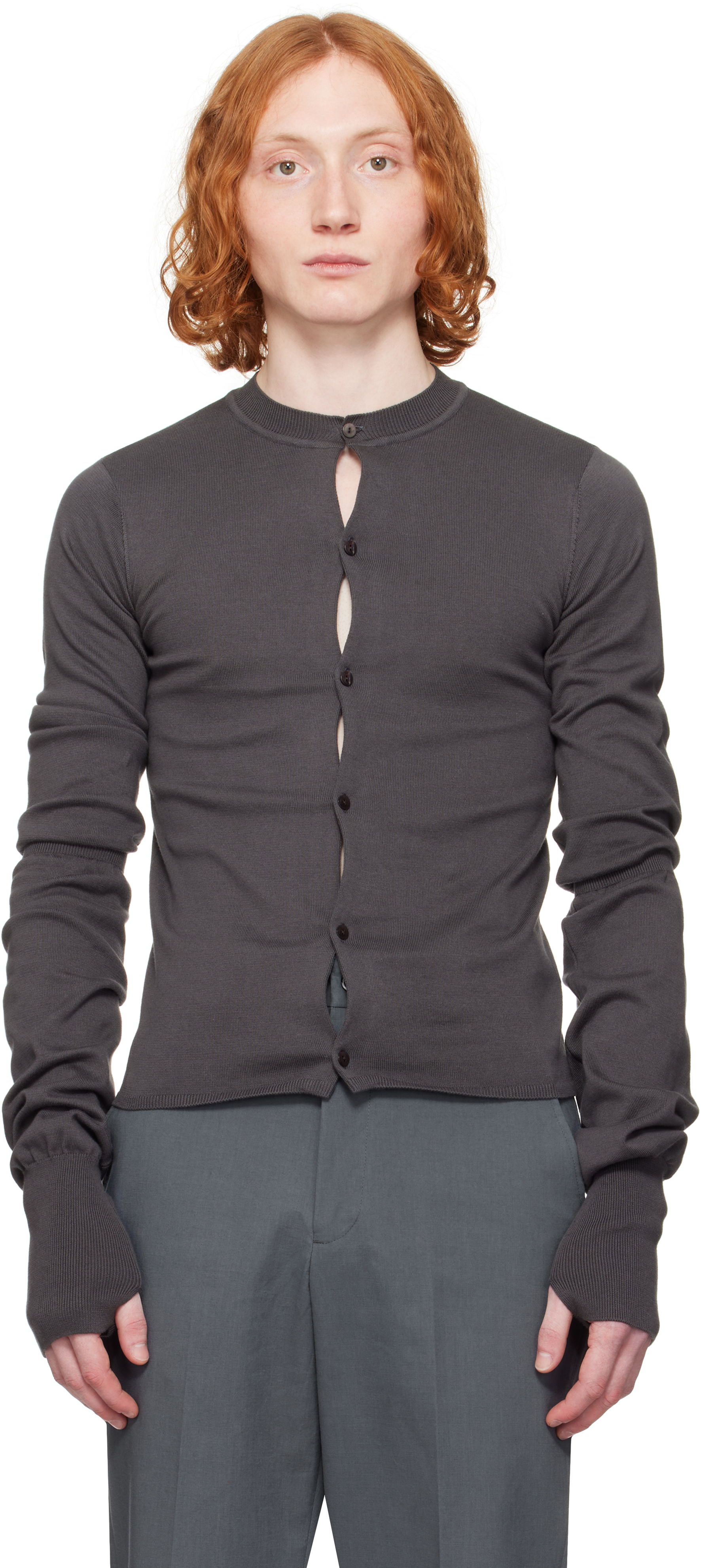 OUAT: Gray Office Crewneck Cardigan | SSENSE OUAT: Gray Office Crewneck Cardigan | SSENSE