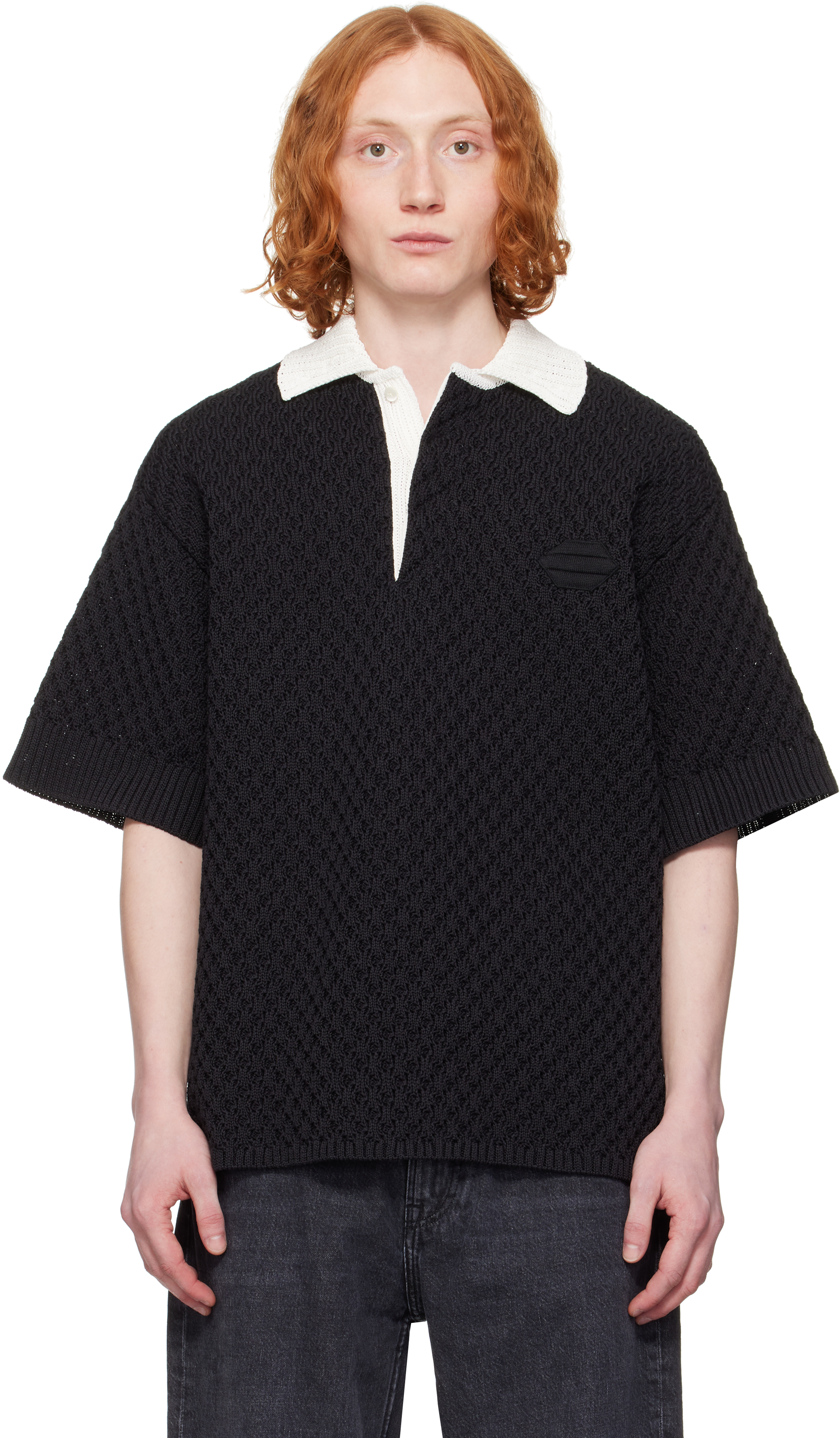 OUAT: Black Meta Polo | SSENSE