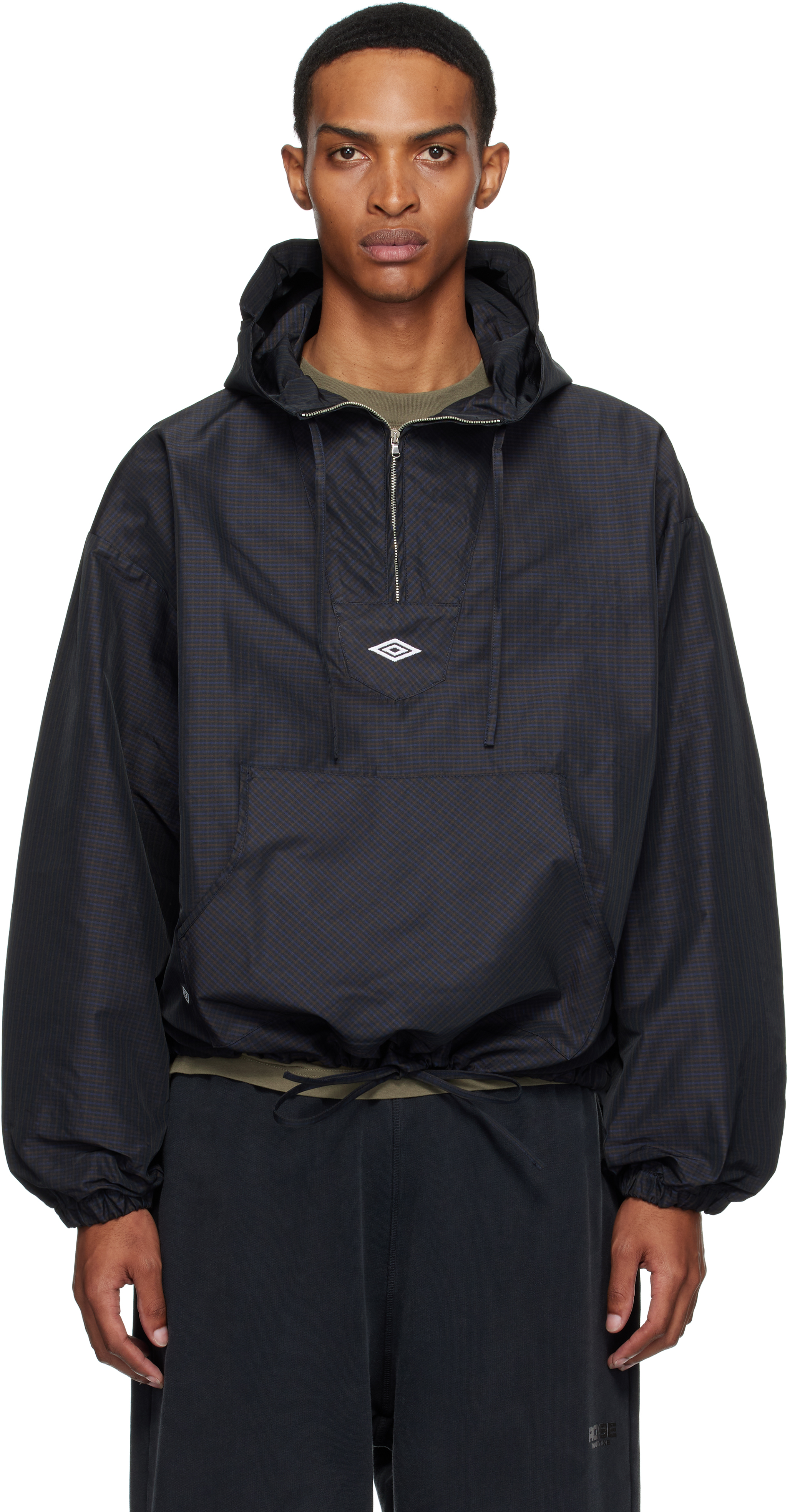 Brown & Navy Check Mask Anorak