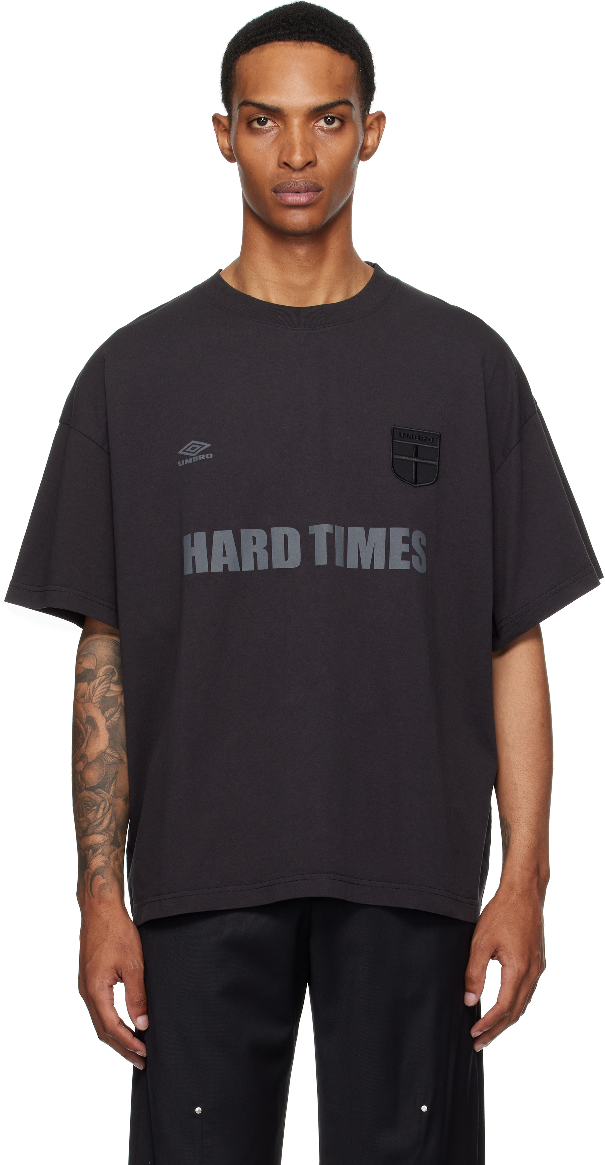 Tシャツ・カットソー UMBRO UMB X Slam Jam Hard Times Short Sleeve T-Shirt BlackUP Men's Hard Times T-Shirt Black – Slam Jam®