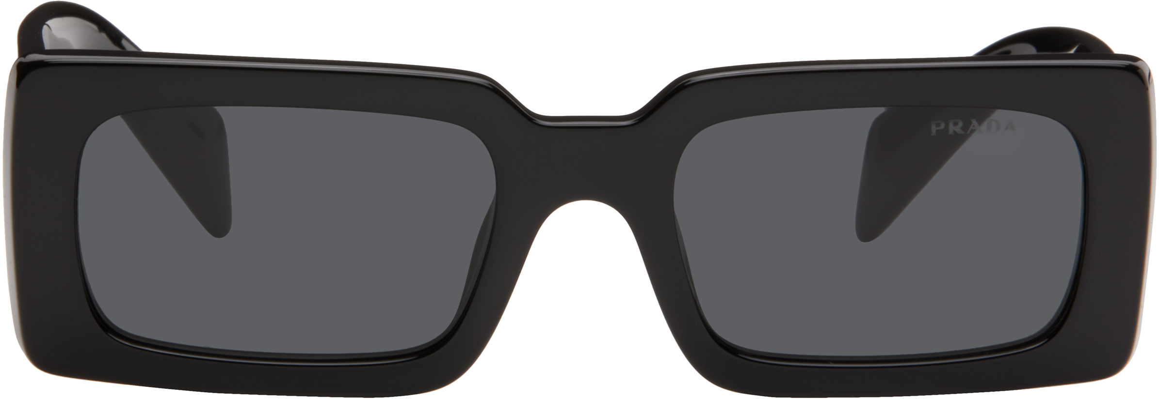 Black Rectangle Acetate With Script Logo Sunglasses