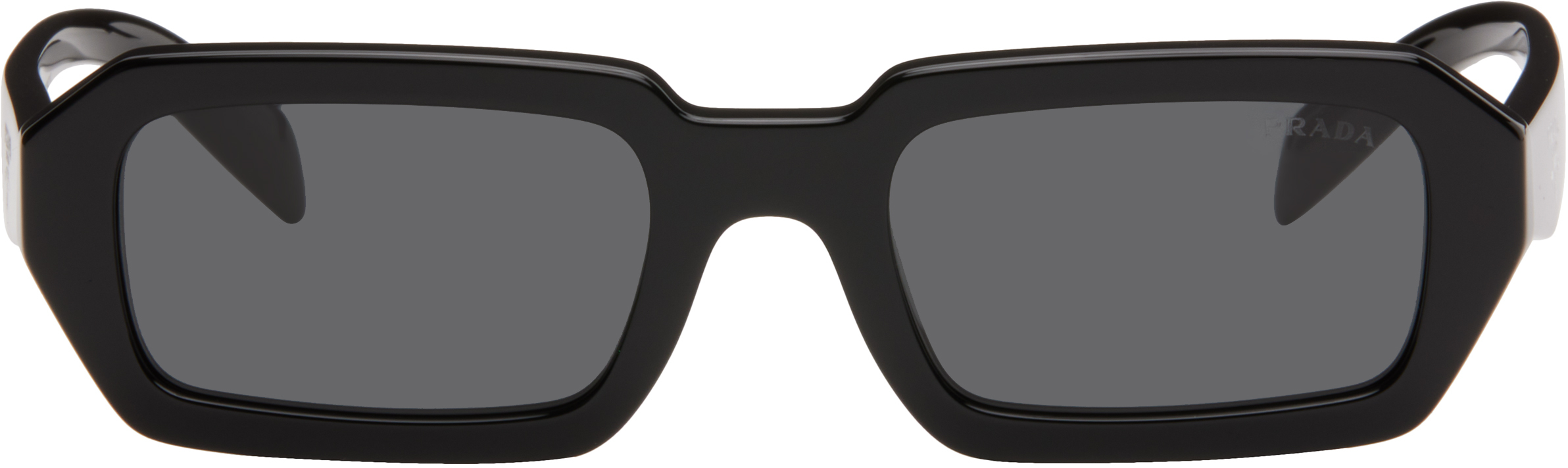 Black Angular Rectangle Acetate Sunglasses