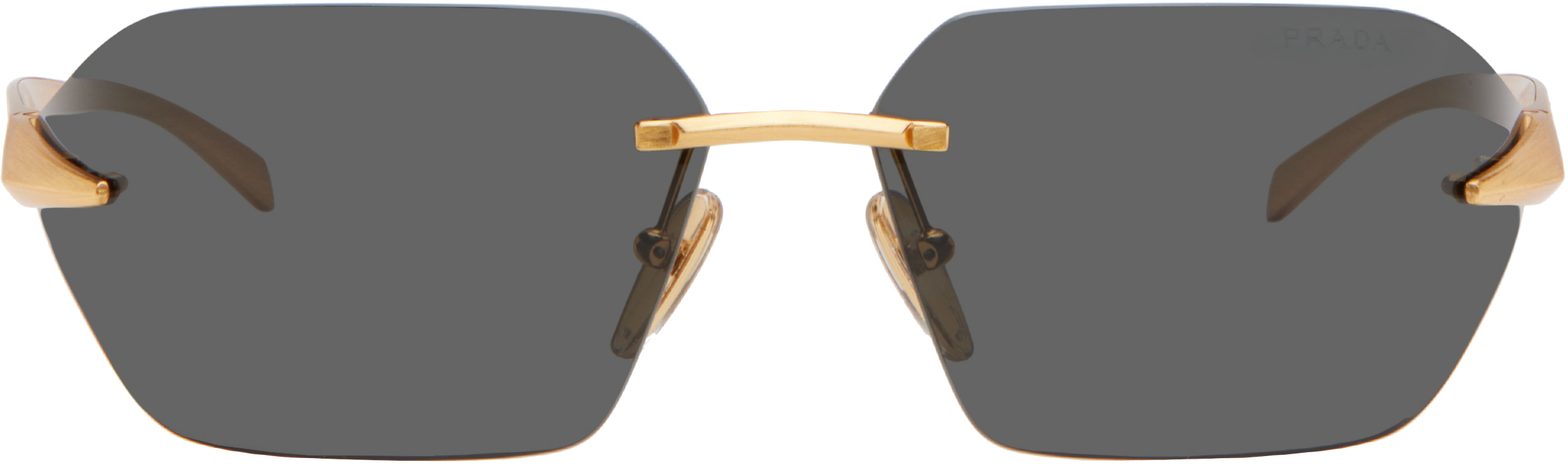 Gold Wrap Around Metal Sunglasses