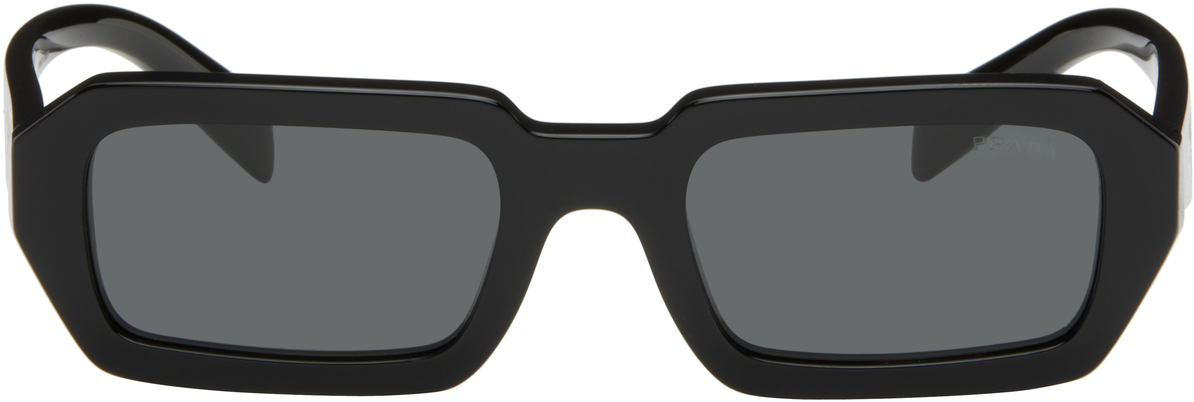 Black Angular Rectangle Acetate Sunglasses