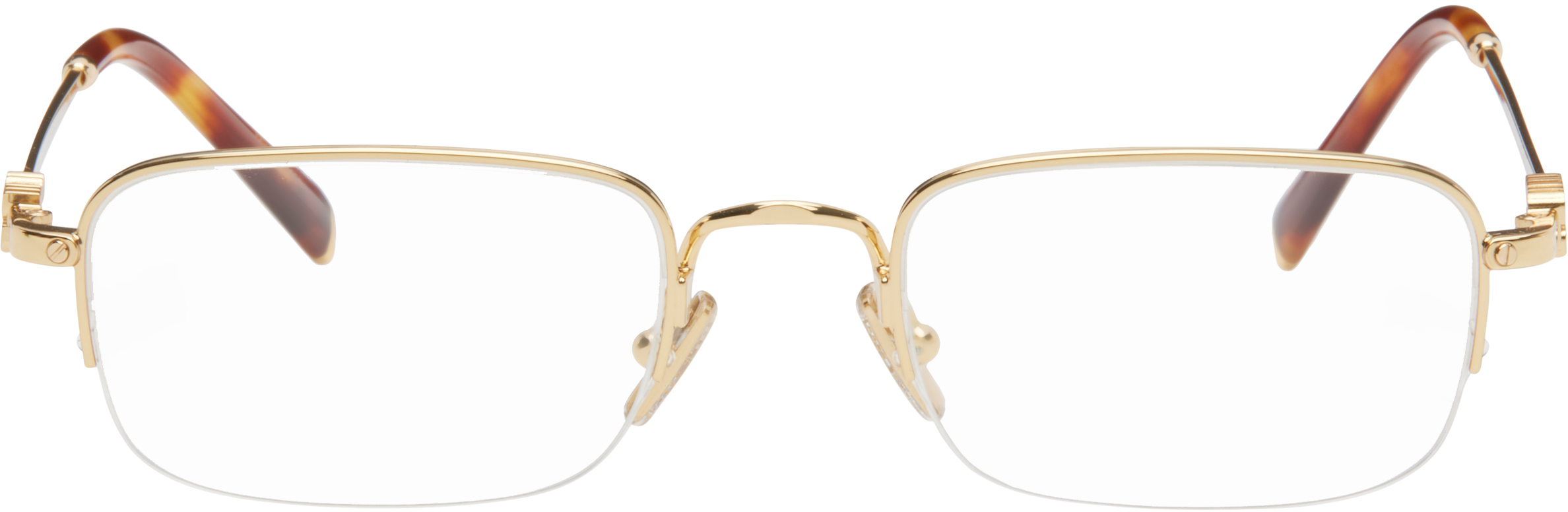 Gold Half Rim Metal Rectangle Glasses