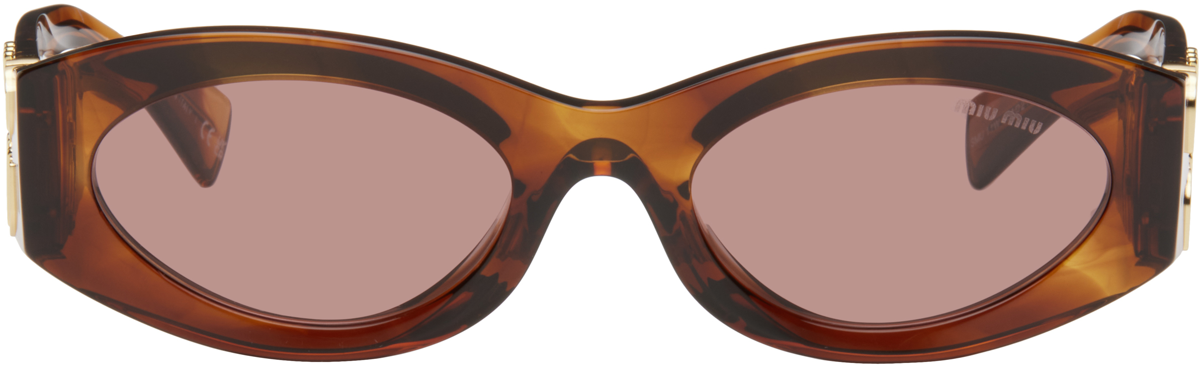 【関税込み】Miu Miu Eyewear ブラウン Glimpse サングラス Brown Miu Glimpse Sunglasses by Miu Miu Eyewear on Sale