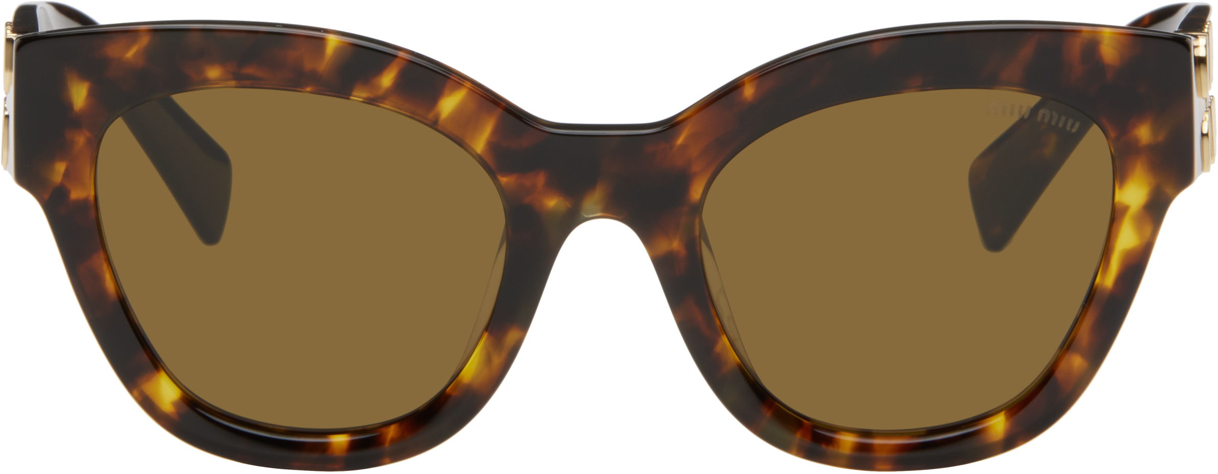 Miu Miu Eyewear: ブラウン Miu Glimpse サングラス | SSENSE 日本