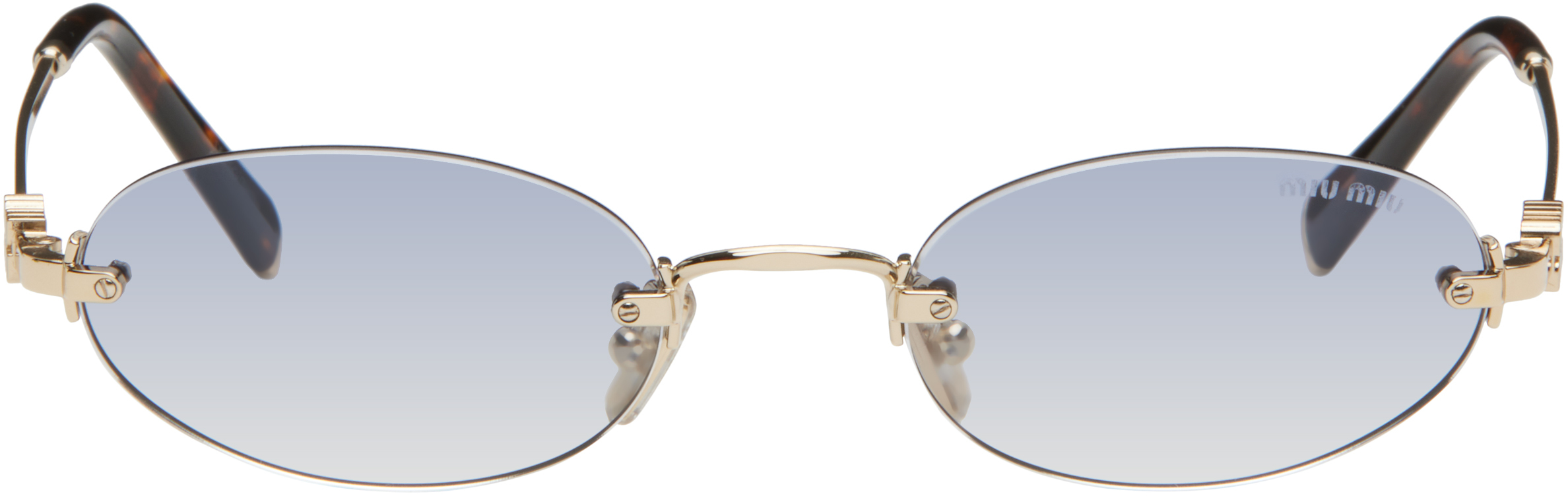 Gold Miu Miu Logo Sunglasses
