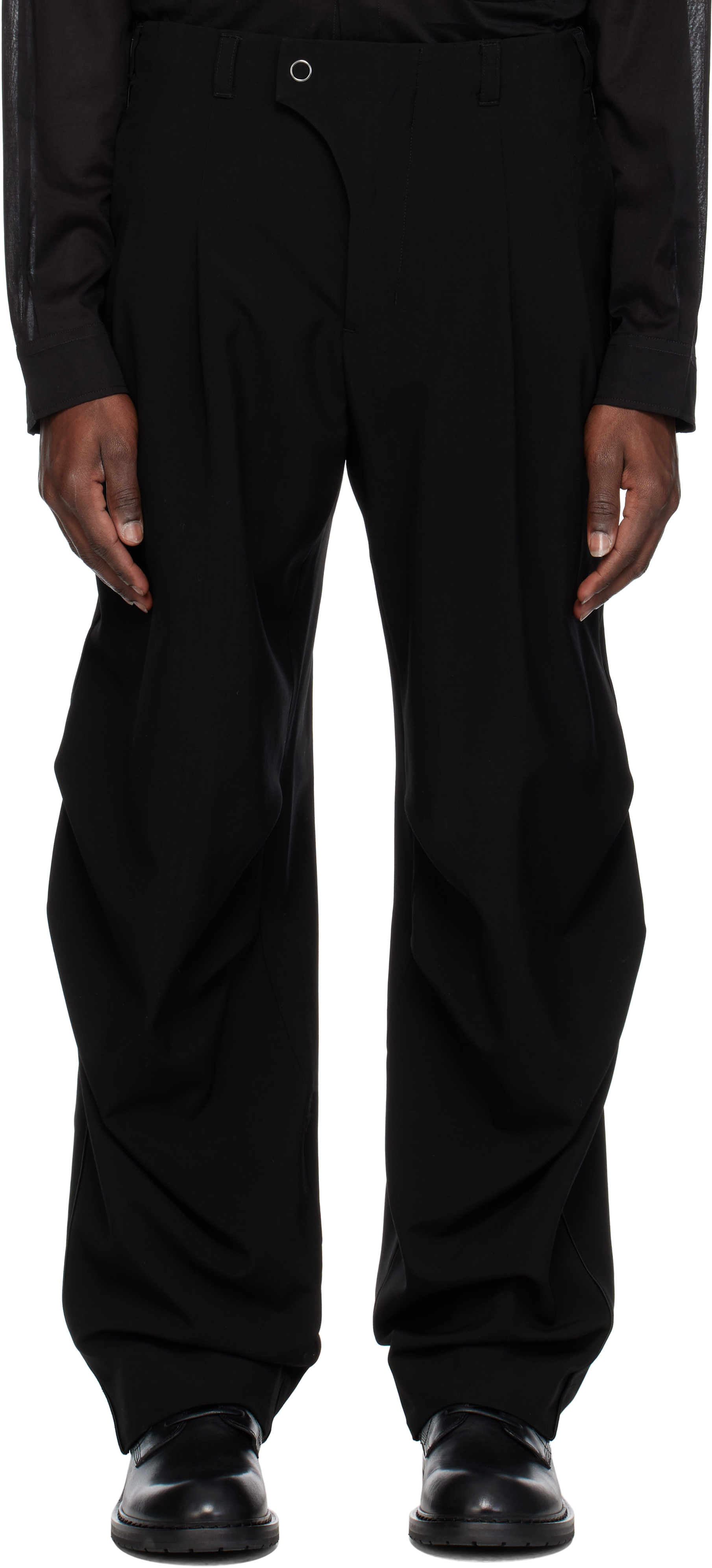 Black Wool Baggy Trousers