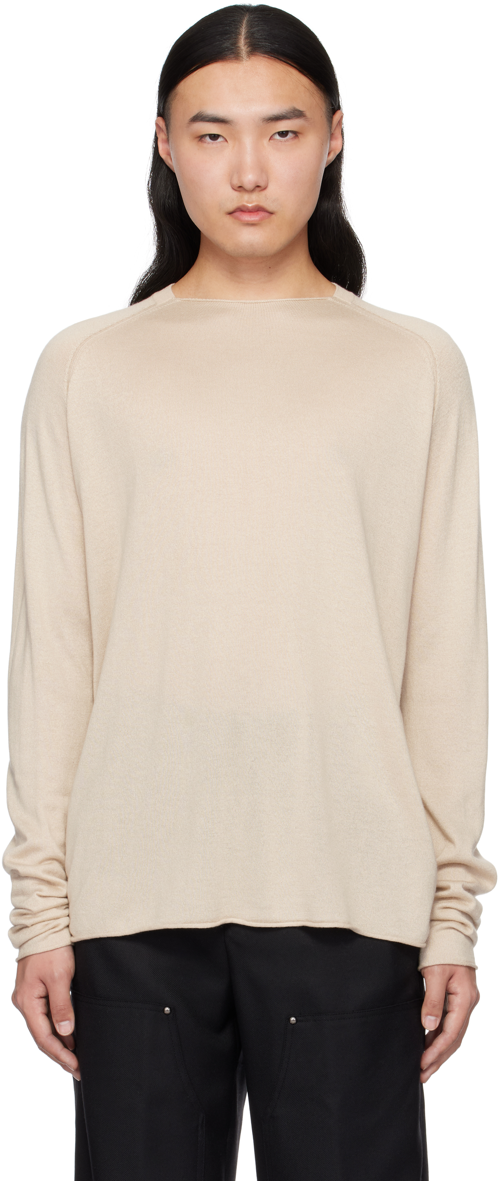 Beige Knit Long Sleeve Sweater