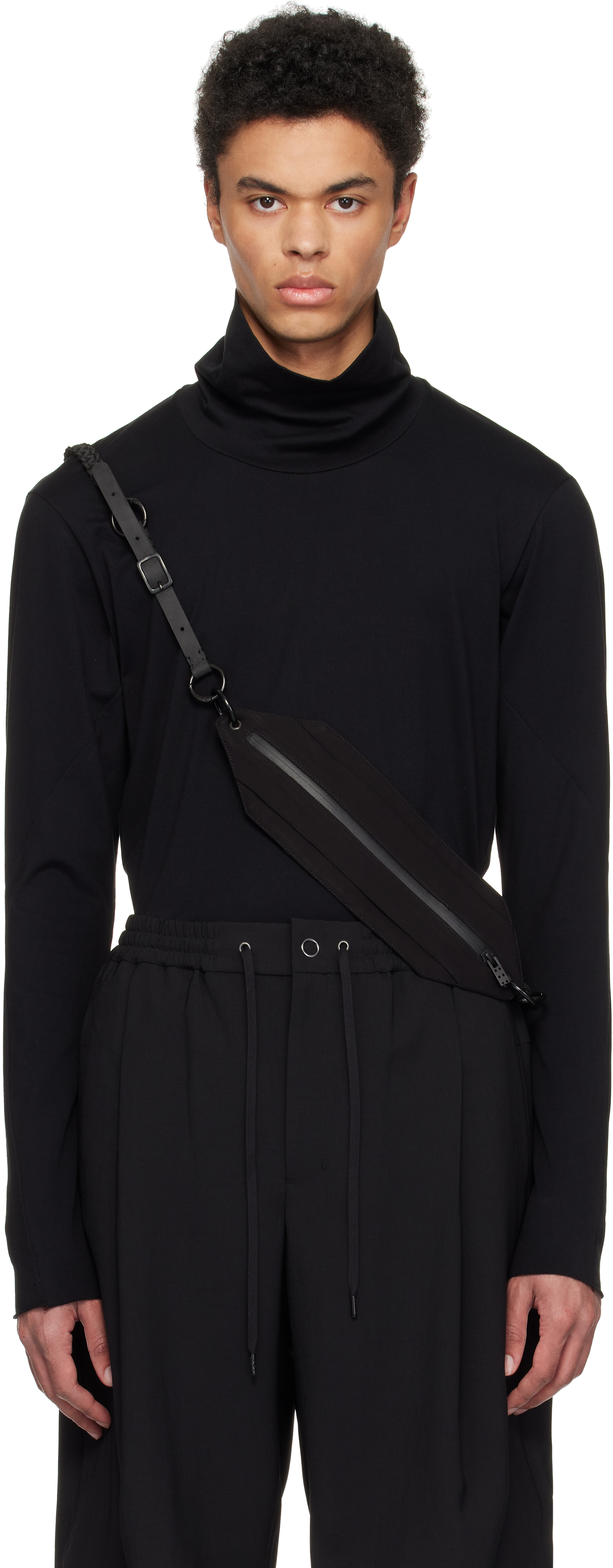 Black Cotton Jersey Turtleneck