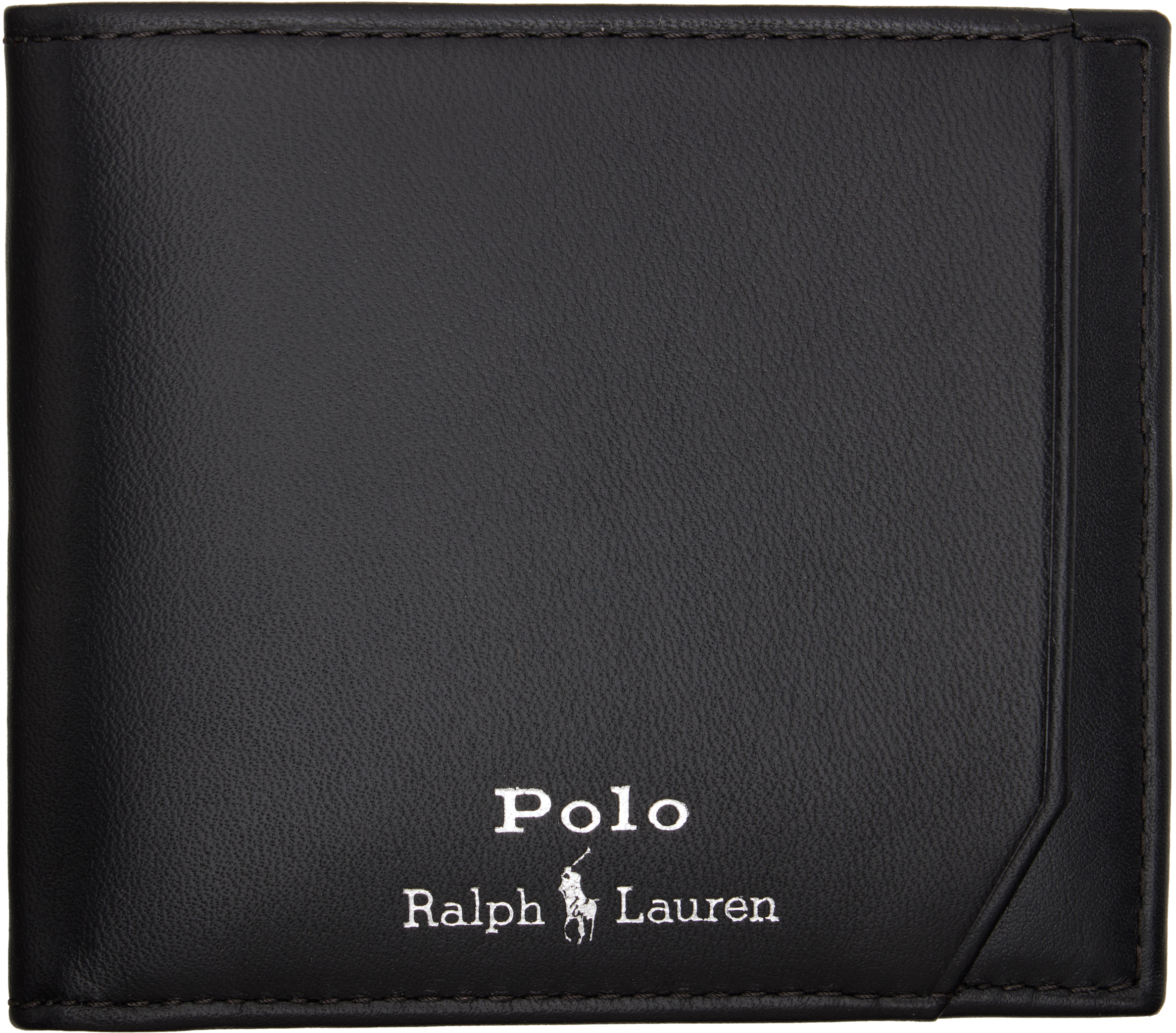 小物 POLO RALPH LAUREN WALLET black Smooth Leather Billfold Wallet