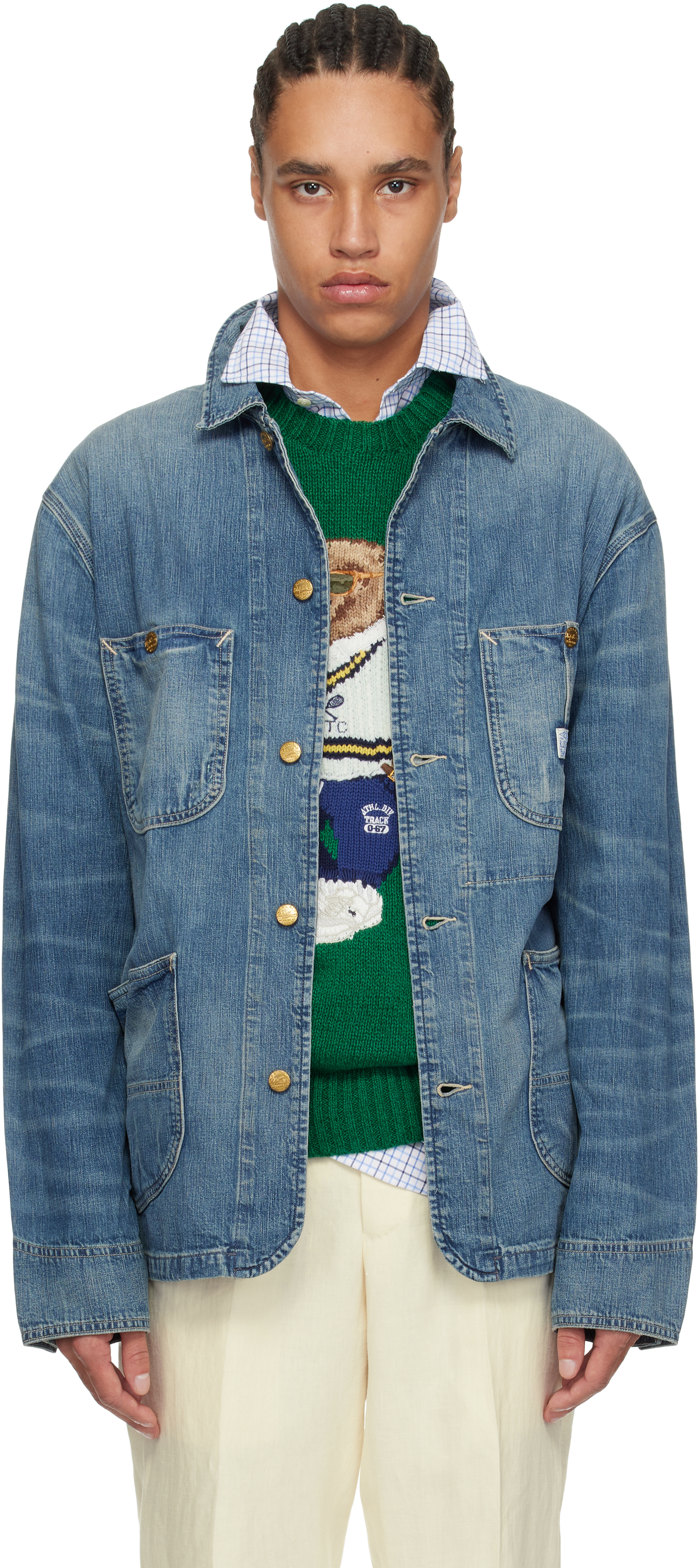 Blue Denim Utility Jacket by Polo Ralph Lauren on Sale