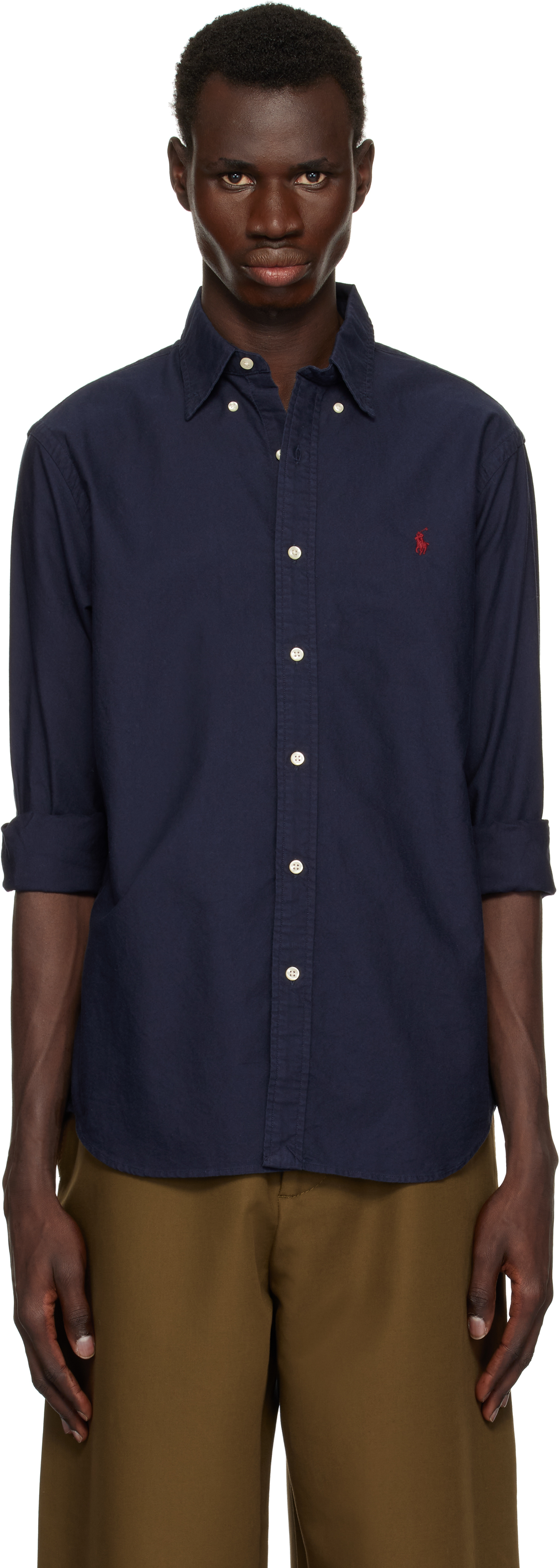 Navy Classic Fit Garment-Dyed Oxford Shirt