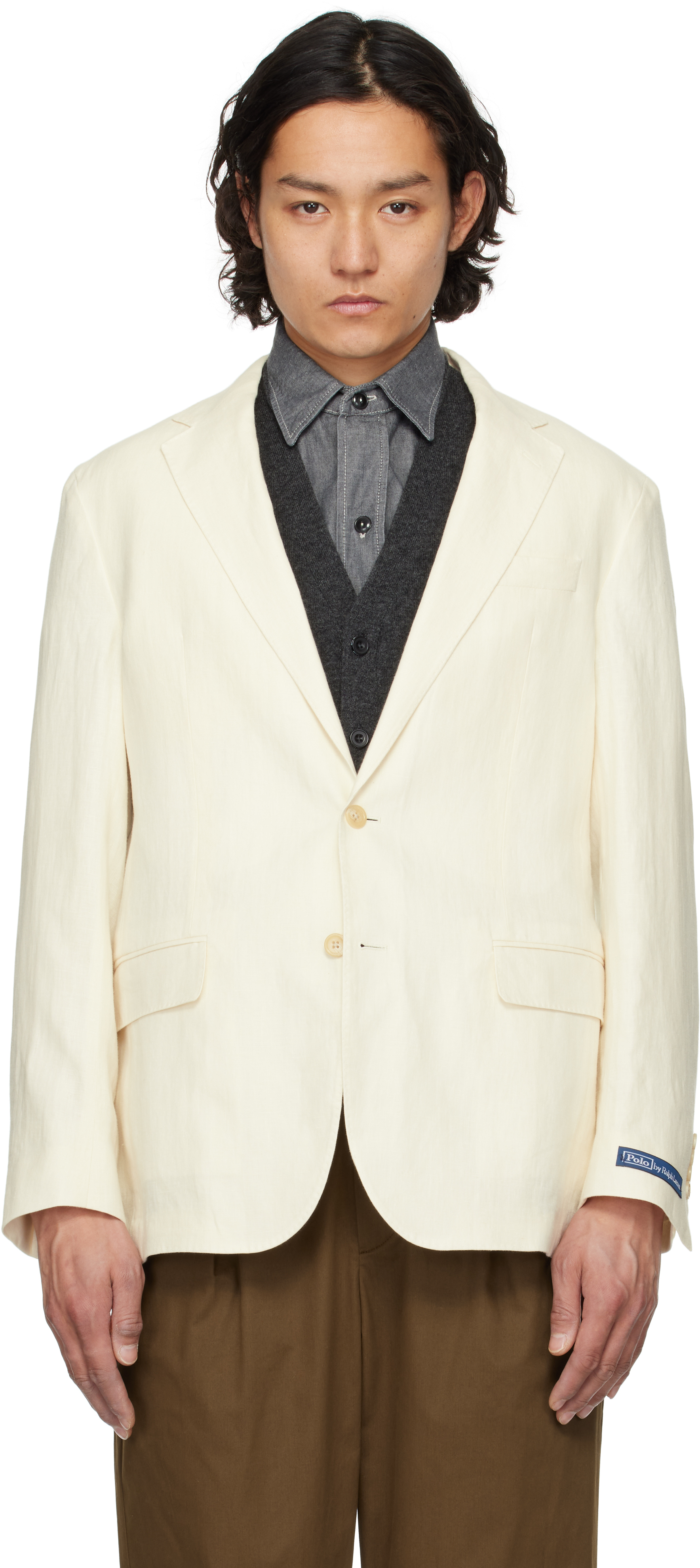 Off-White Polo Soft Tailored Linen Blazer by Polo Ralph