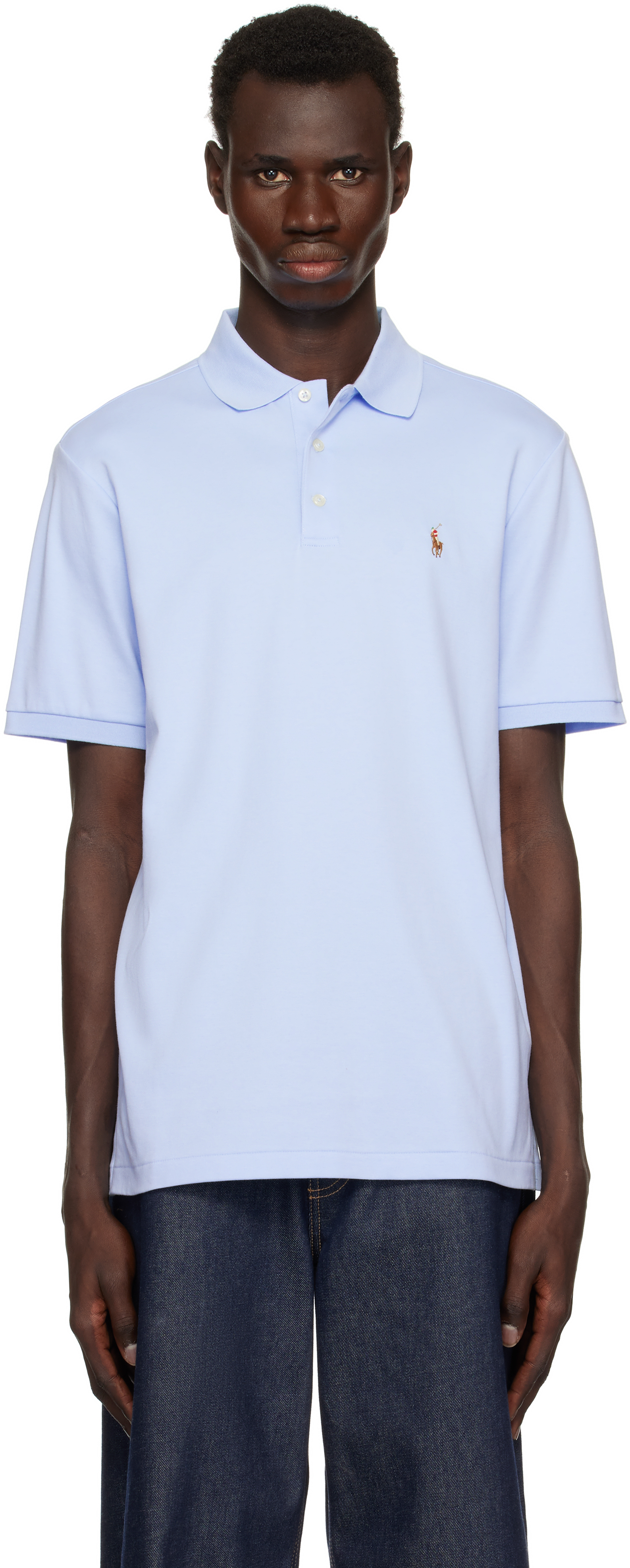 Blue Classic Fit Soft Cotton Polo