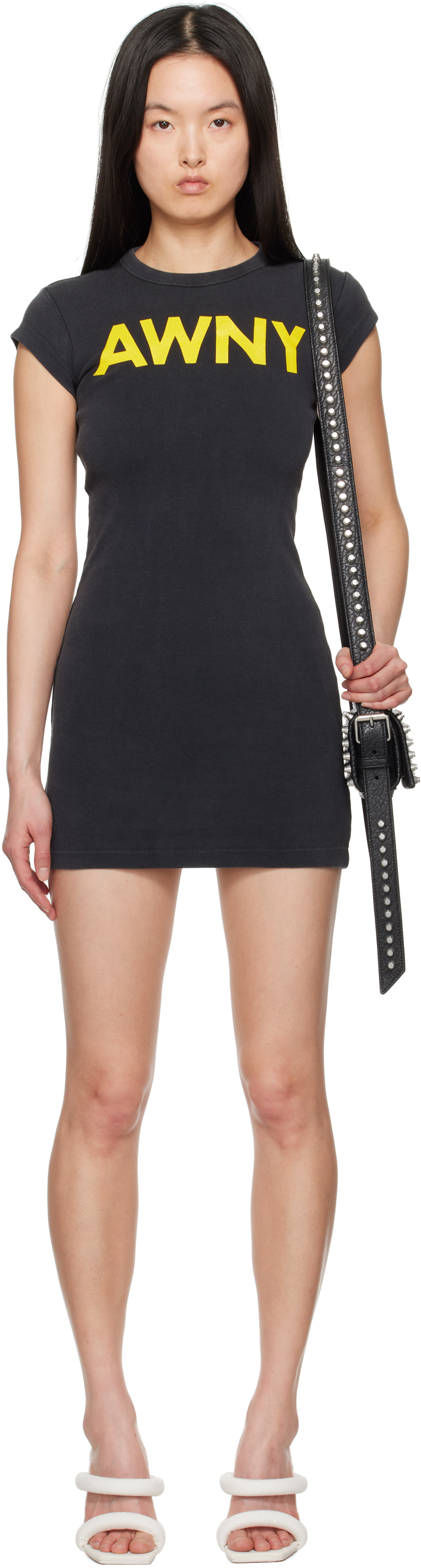 ALEXANDERWANG.T ニット ミニワンピース ロゴプリント ALEXANDERWANG.T ニット ミニワンピース ロゴプリント | THE