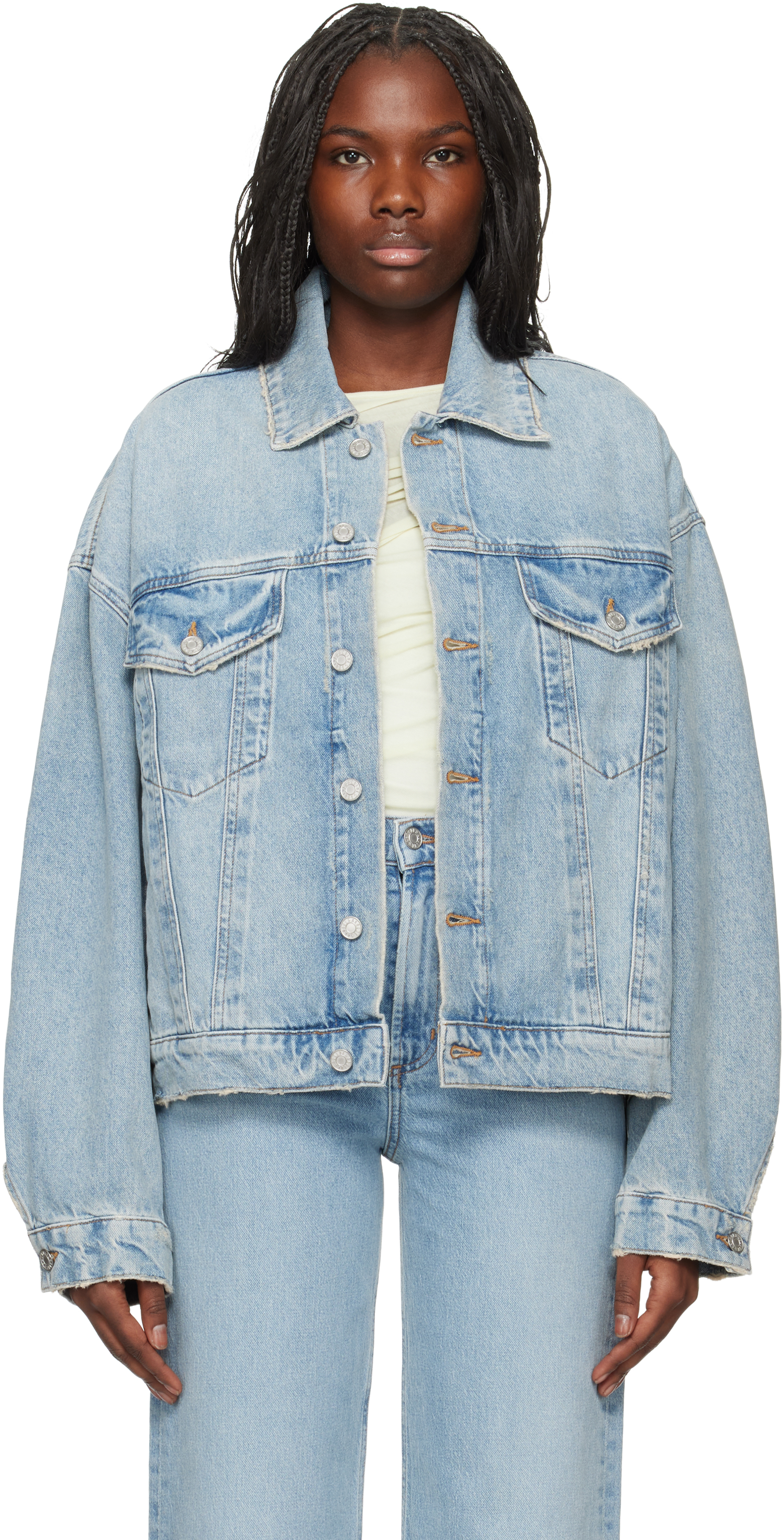 【関税込み】AGOLDE ブルー Dalton Balloon デニムジャケット Blue Dalton Balloon Denim Jacket by AGOLDE on Sale