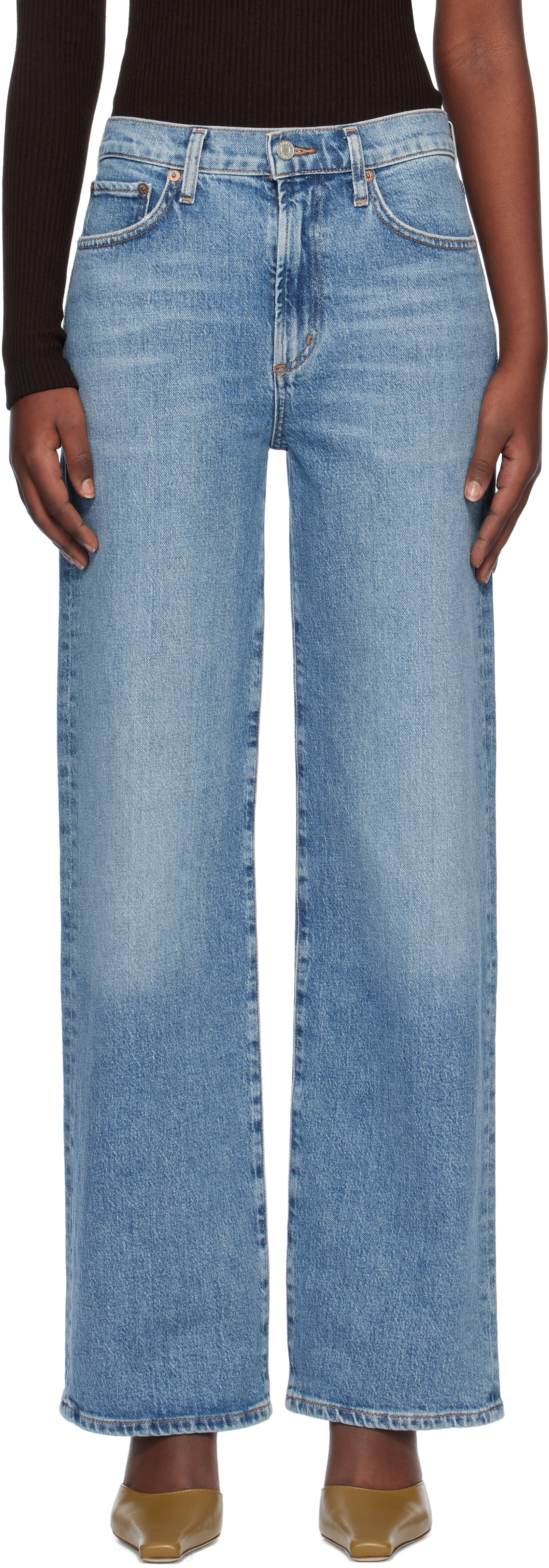【関税込み】AGOLDE ブルー Harper ジーンズ AGOLDE Harper Wide-Leg Crop Jeans - Bergdorf Goodman
