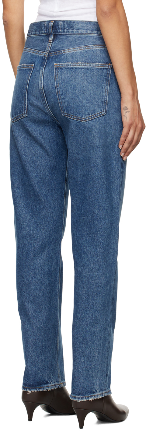 Agolde Blue 90's Mid Rise Straight Jeans In Essence (dk Ind)