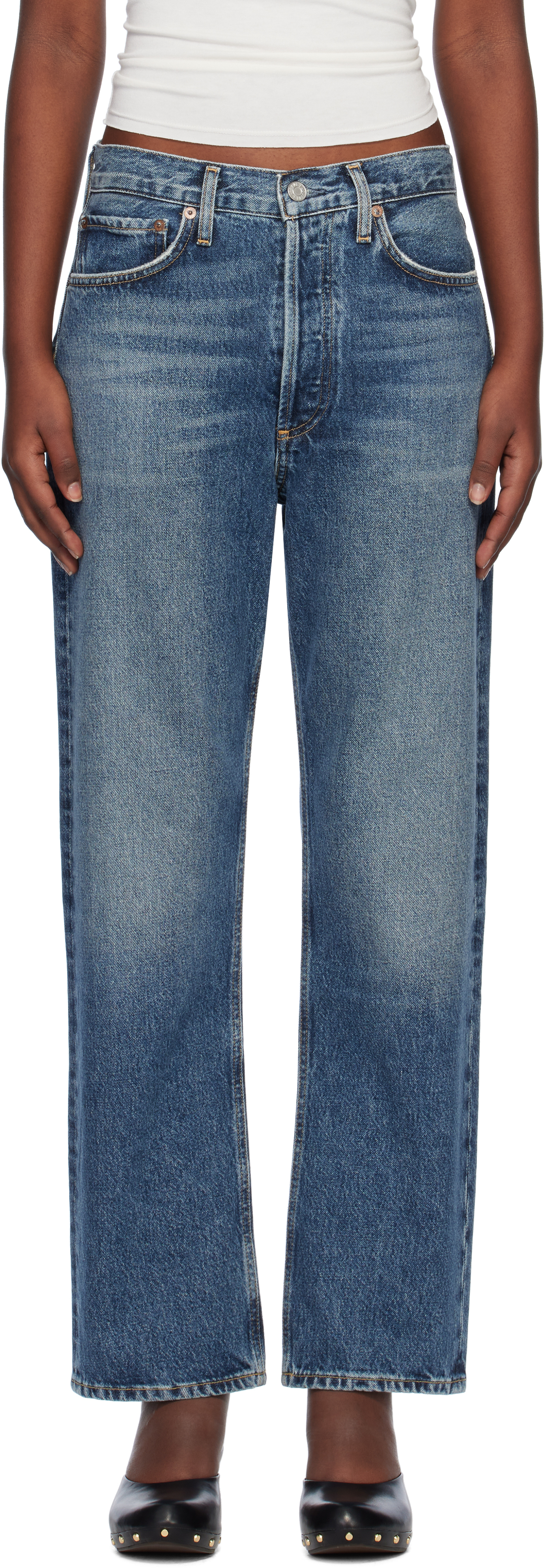 Agolde Blue 90's Jeans In Imagine (med Dk Ind)
