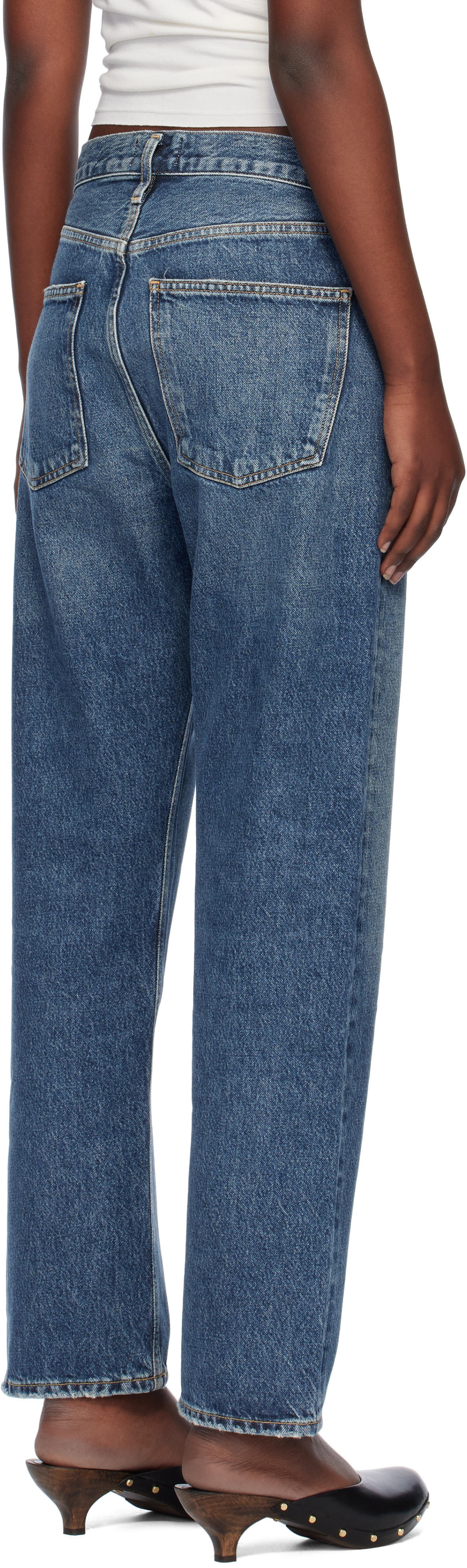 Shop Agolde Blue 90's Jeans In Imagine (med Dk Ind)