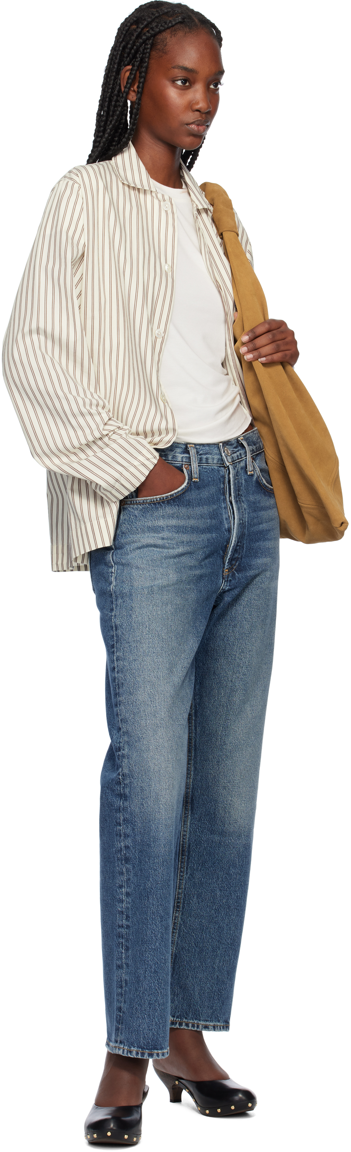 Shop Agolde Blue 90's Jeans In Imagine (med Dk Ind)