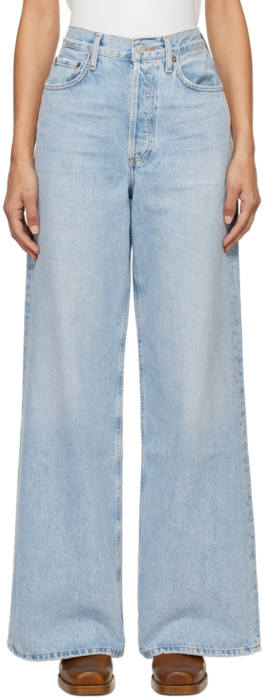 Blue Dame High Rise Wide Leg No Cuff Jeans