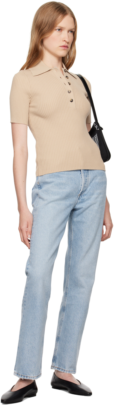 Agolde Blue 90's Pinch Waist High Rise Straight Jeans In Force (vint Marbled