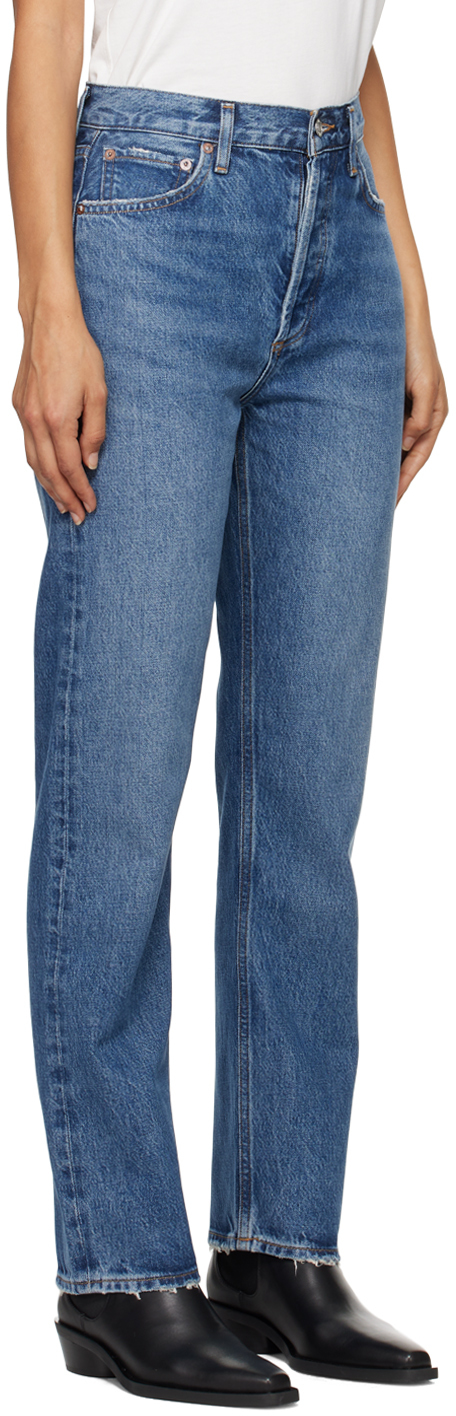 Agolde 90's Pinch Waist High Rise Straight Jeans In Portrait In Essence (deep Ind)