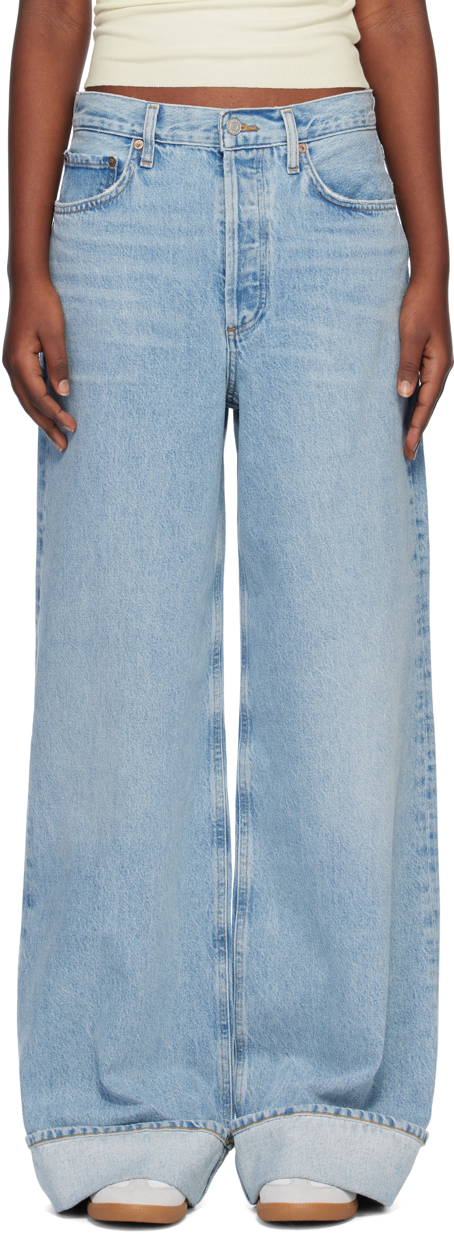 Blue Dame High Rise Wide Leg Jeans