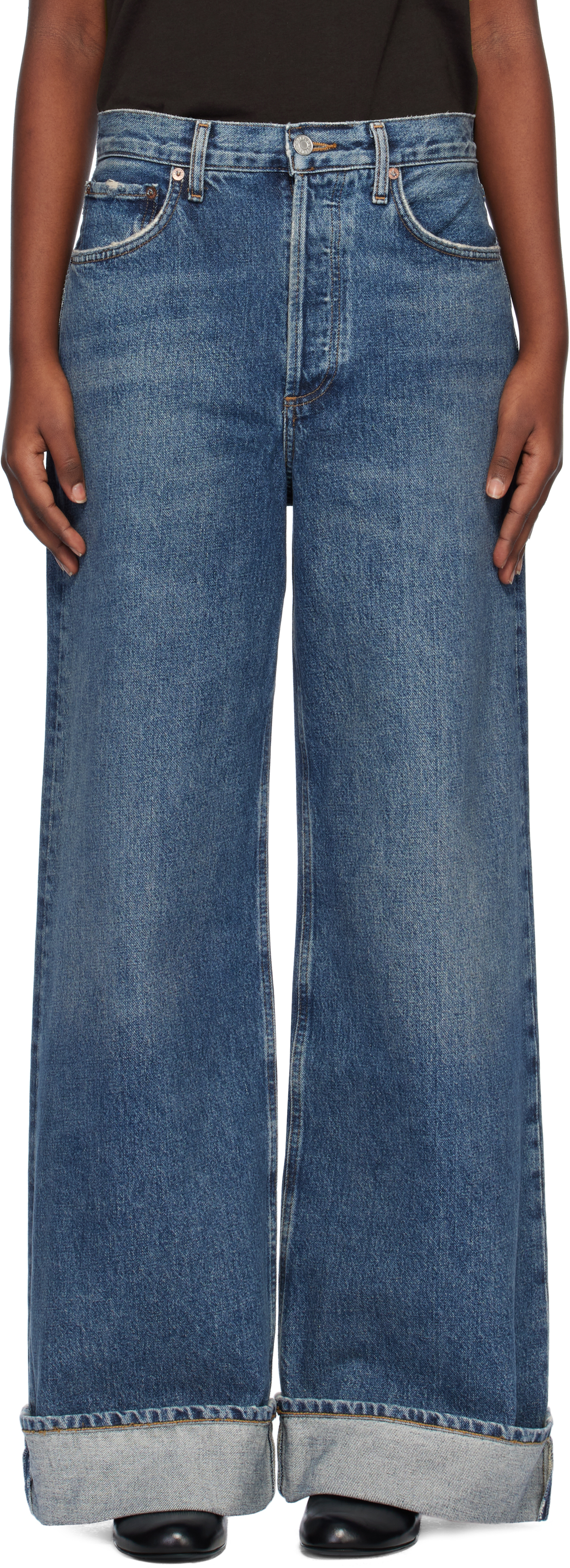 Blue Dame High Rise Wide Leg Jeans