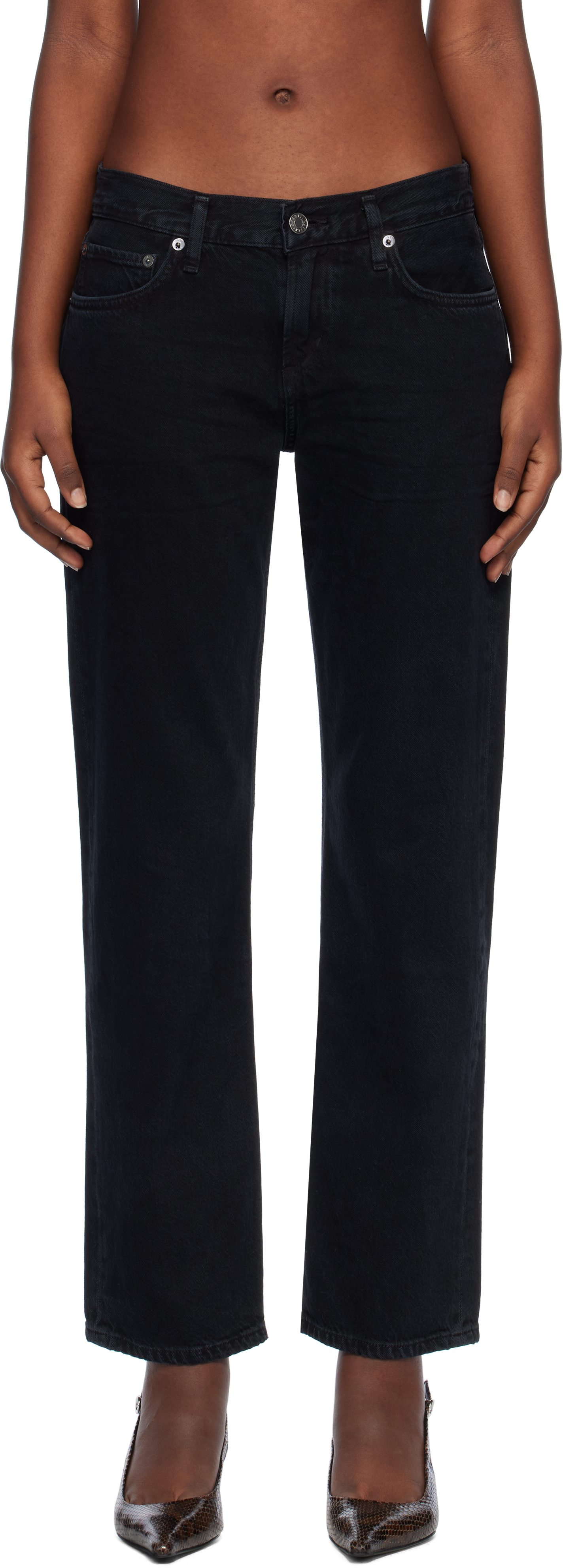 Agolde Black Amber Jeans In Crushed (marble Od B