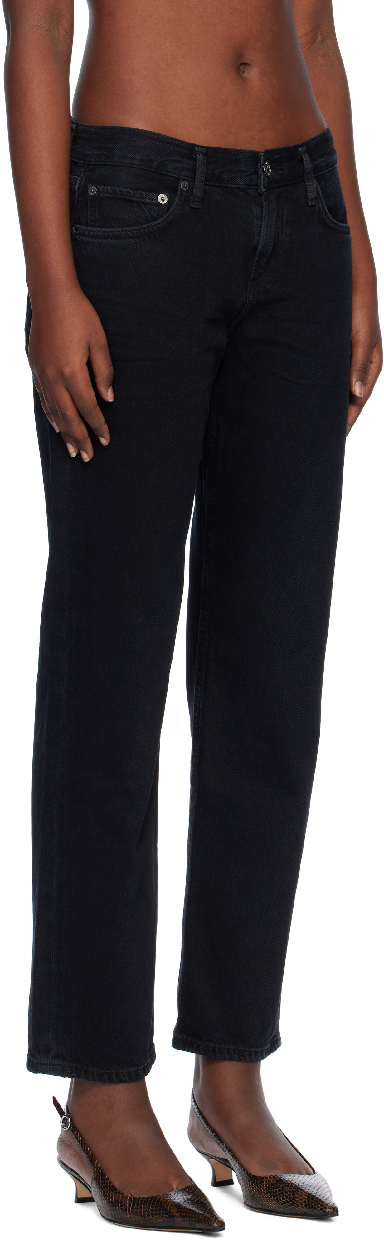 Agolde Black Amber Jeans In Crushed (marble Od B