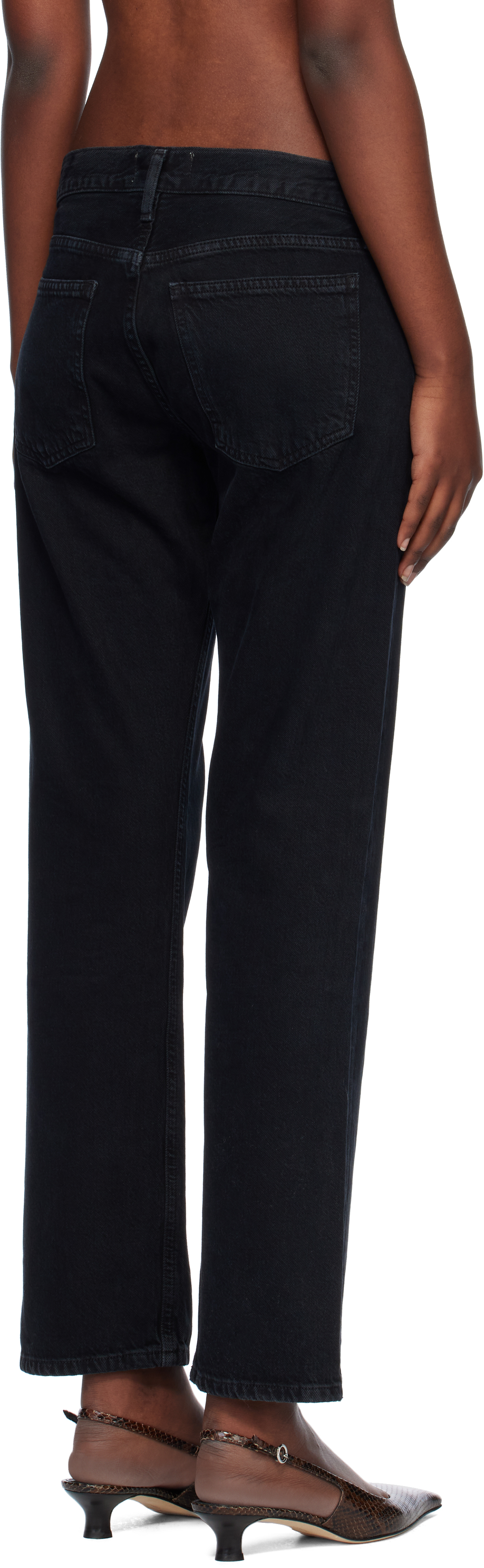 Agolde Black Amber Jeans In Crushed (marble Od B