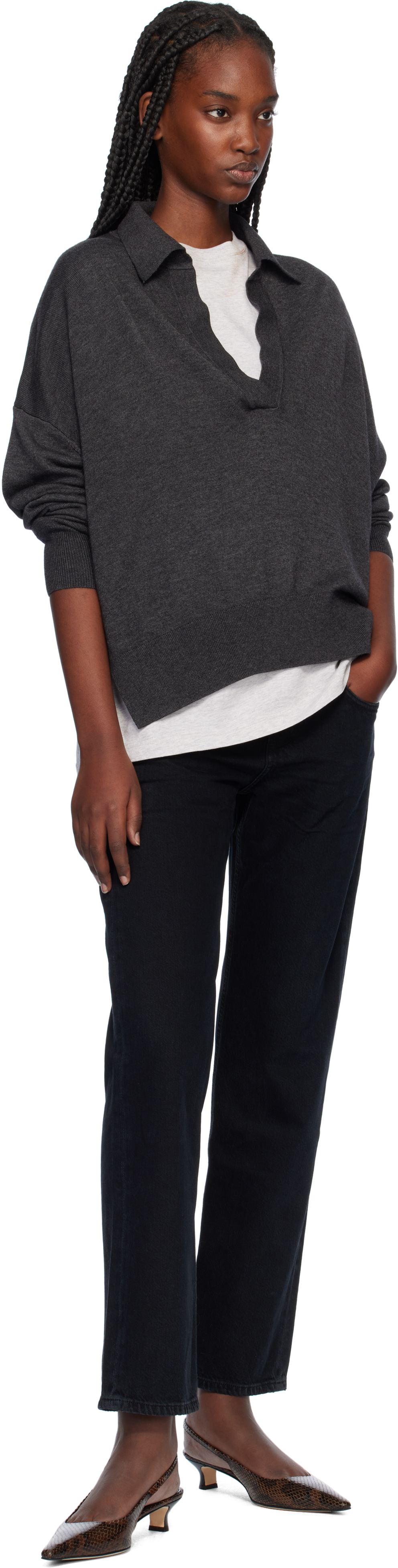 Agolde Black Amber Jeans In Crushed (marble Od B