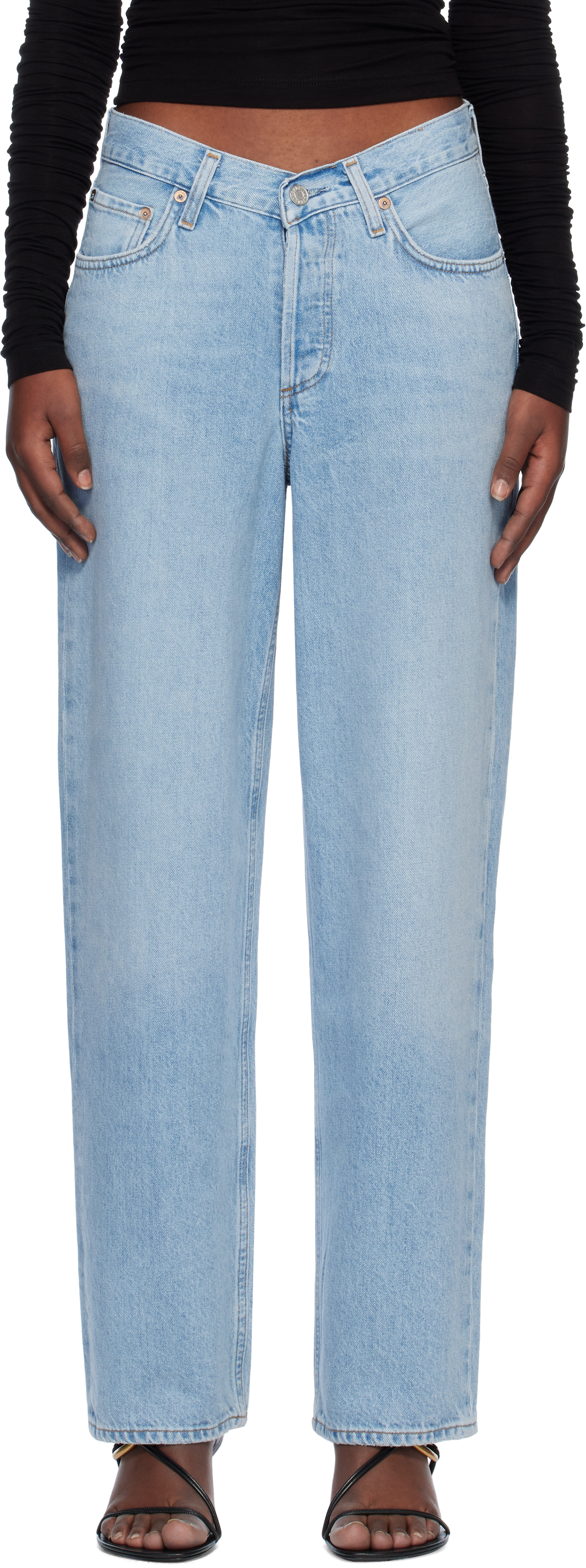 Blue V-Waist Baggy Jeans