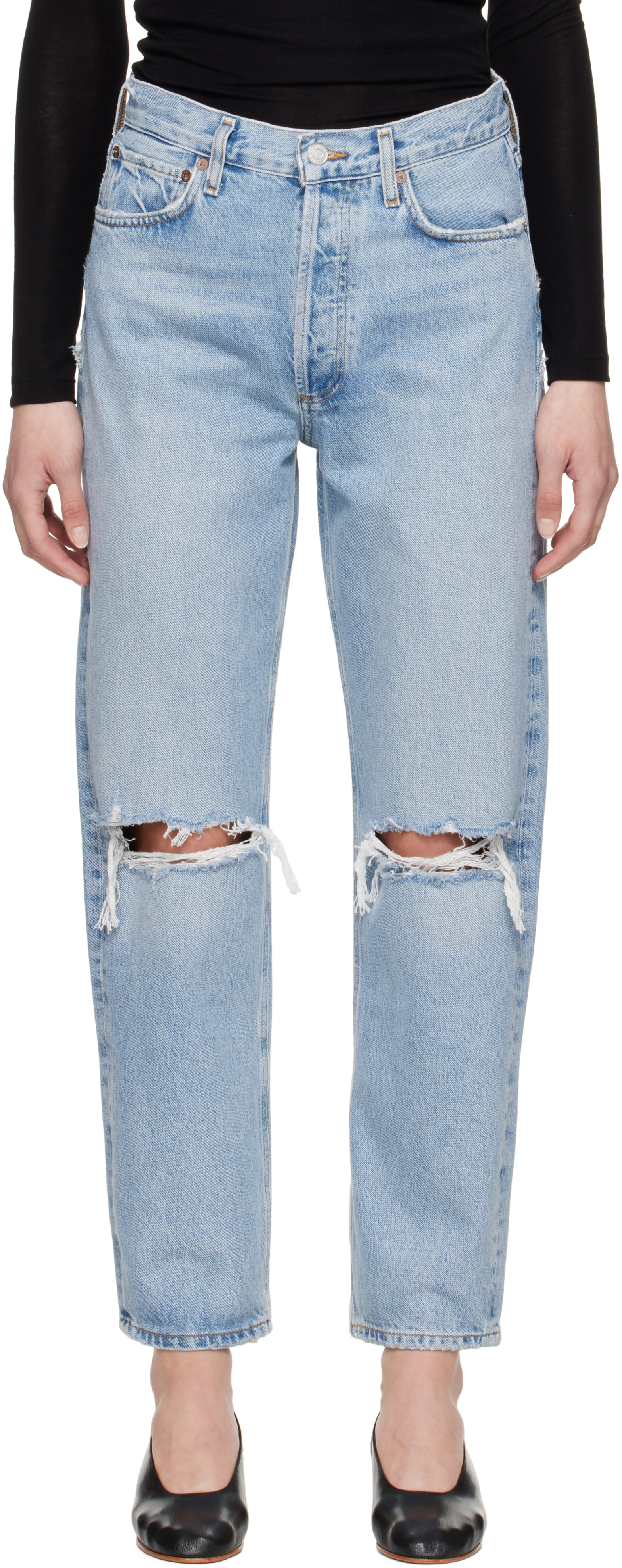 Agolde Blue 90's Mid Rise Loose Fit Jeans In Alter (lt Vint Ind D