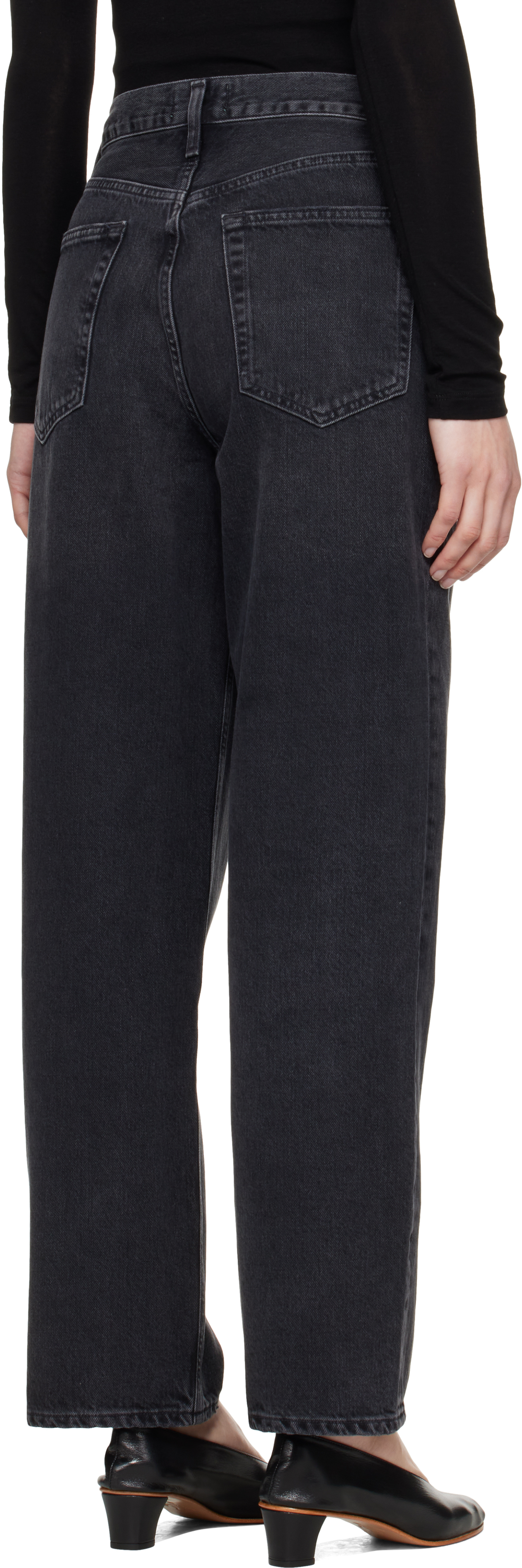 Agolde Annise Slim Crewneck Tee In Hitch (blk W/ Finish