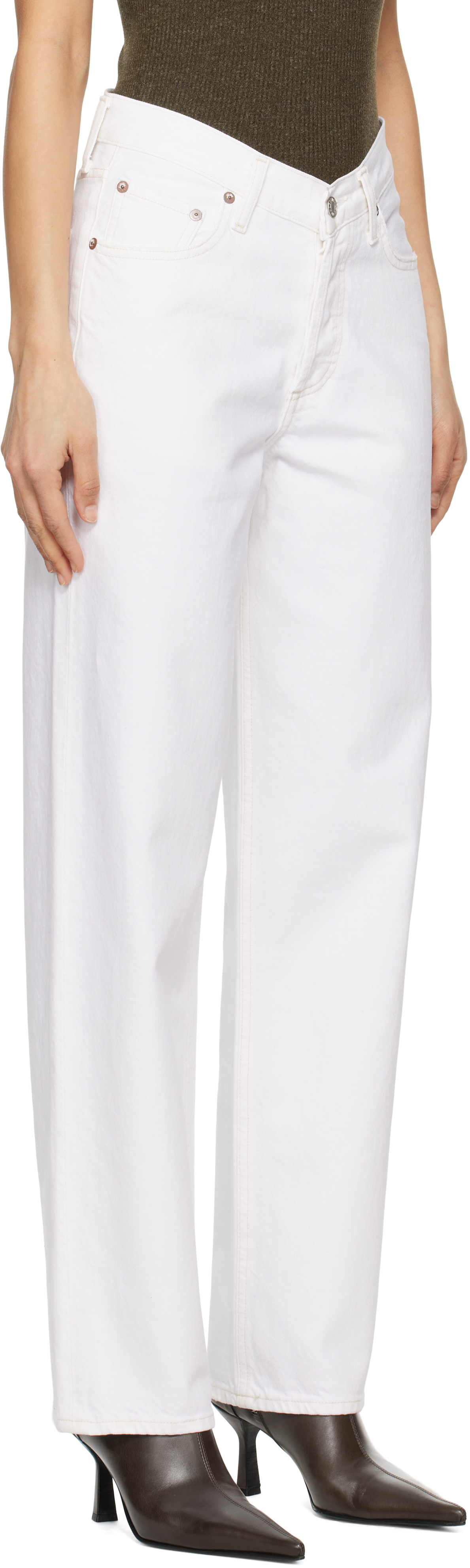 Agolde V Waist Baggy Jeans Milkshake In Milkshake (white)