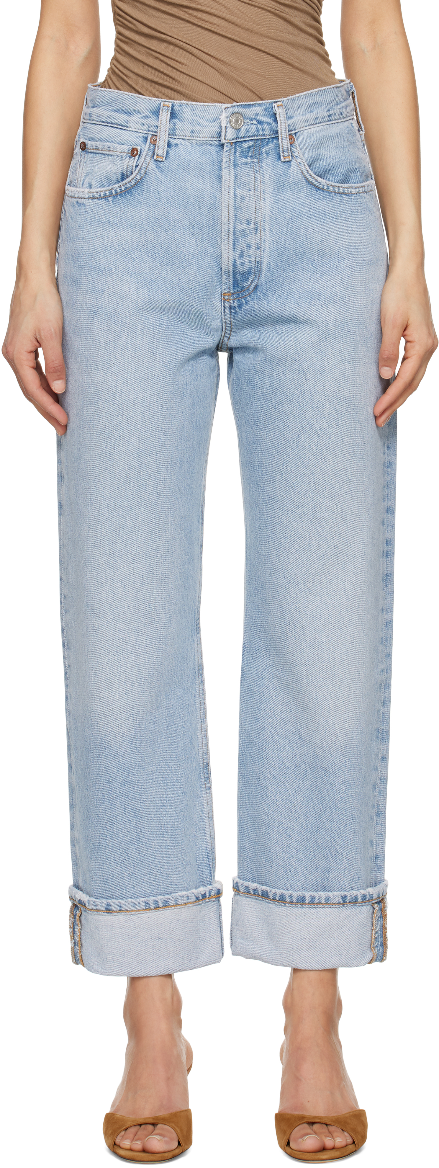 Blue Fran Low Slung Straight Jeans