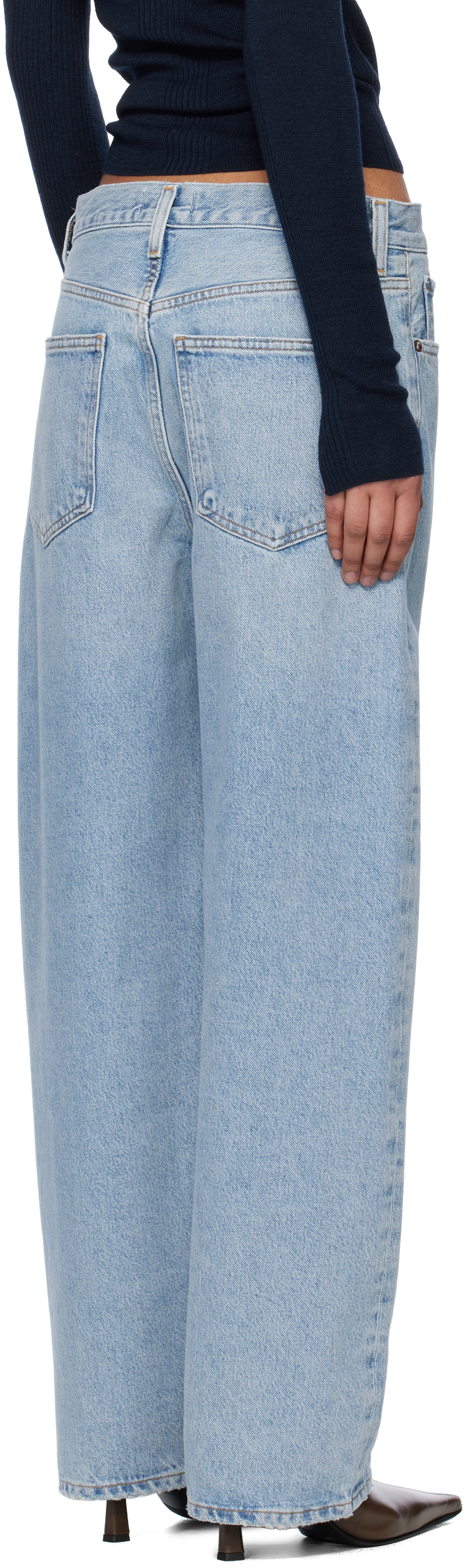 Agolde Luna Pieced High Waist Raw Hem Barrel Jeans In Replica (clean Wshed